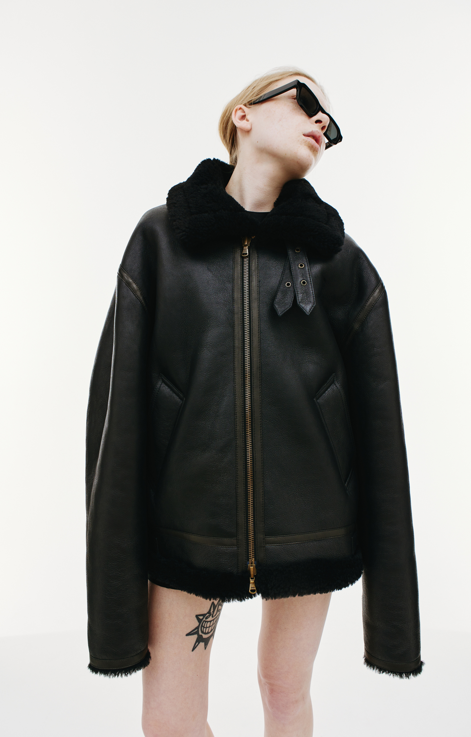 VETEMENTS Black reversible shearling jacket