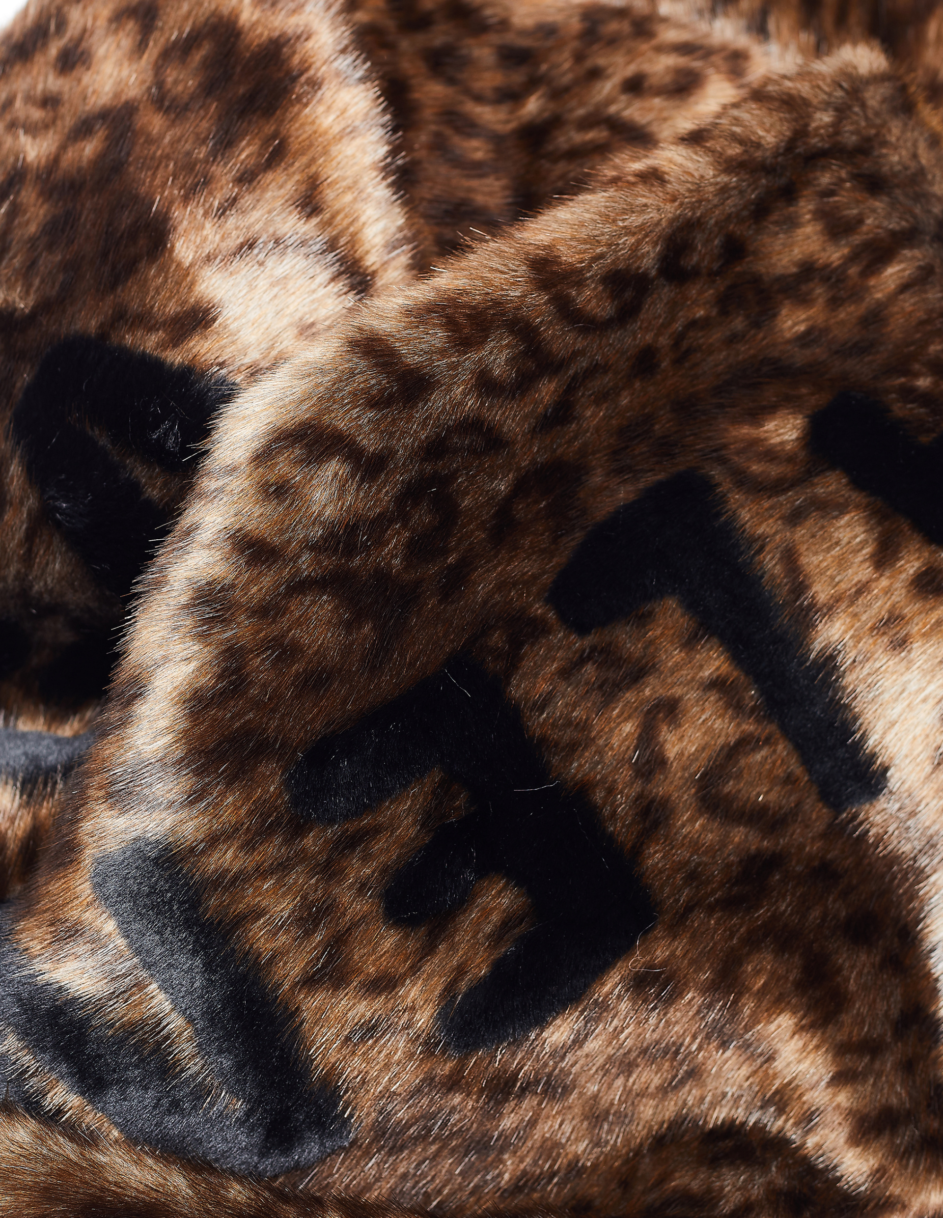 Balenciaga Leopard Faux Fur Logo Scarf