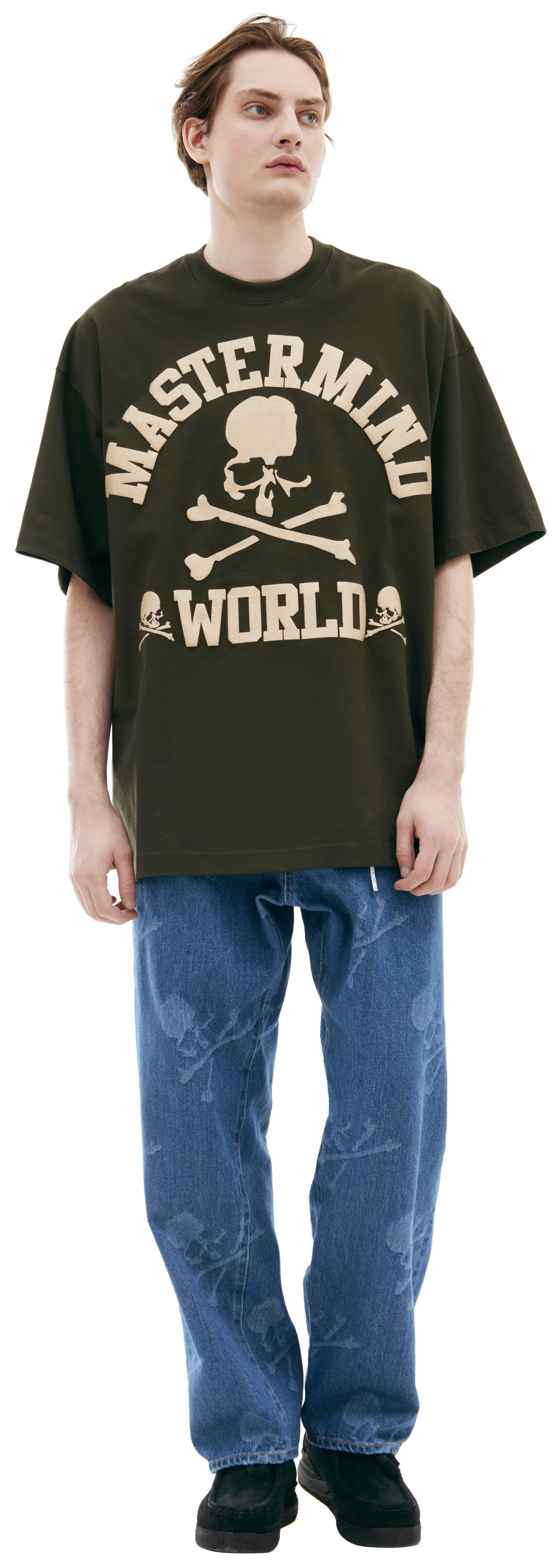 Mastermind WORLD Khaki T-shirt with logo