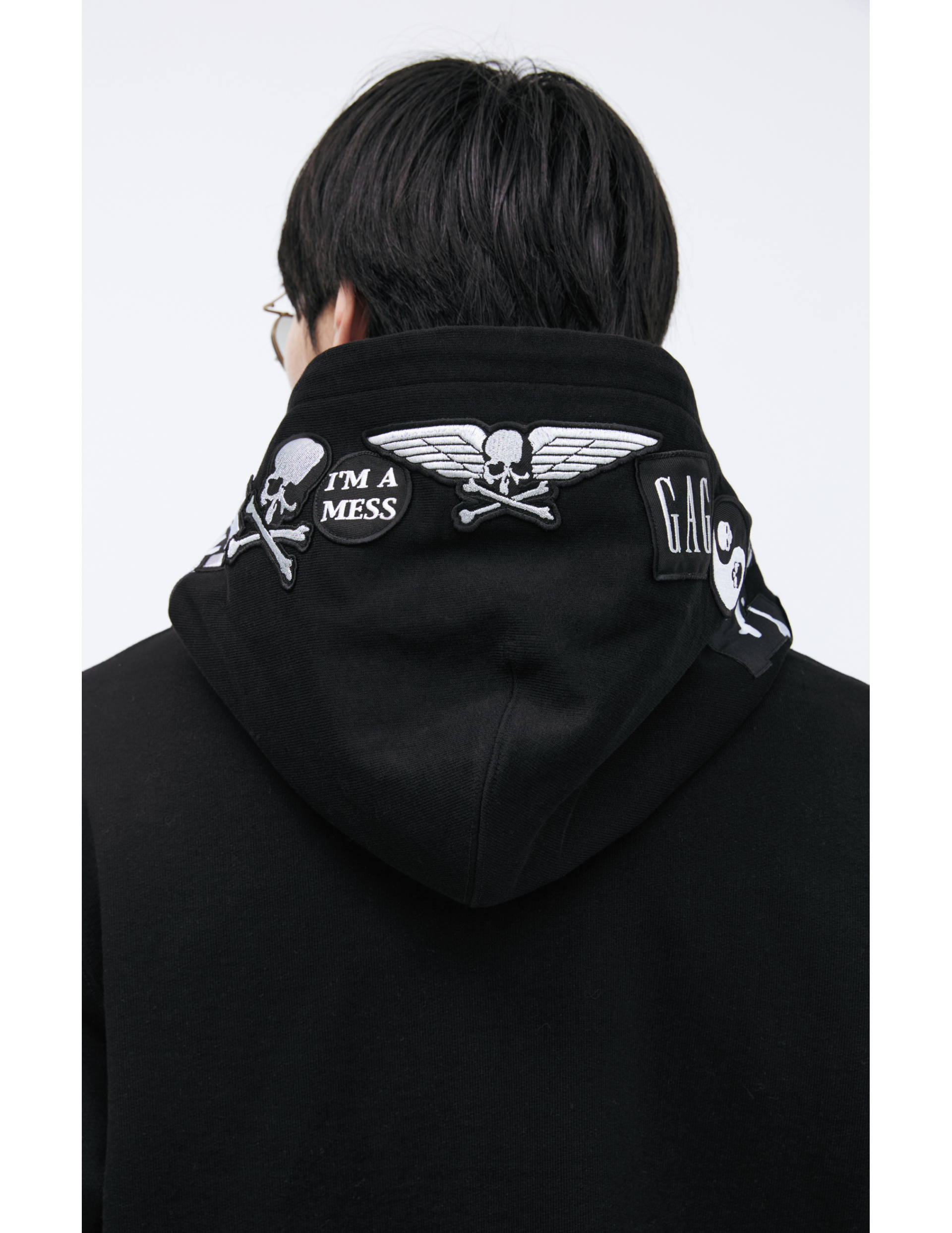 Mastermind WORLD Худи-MJ26EE1-SW025-014 zip.нашивки на капюшоне и рукавах.черная