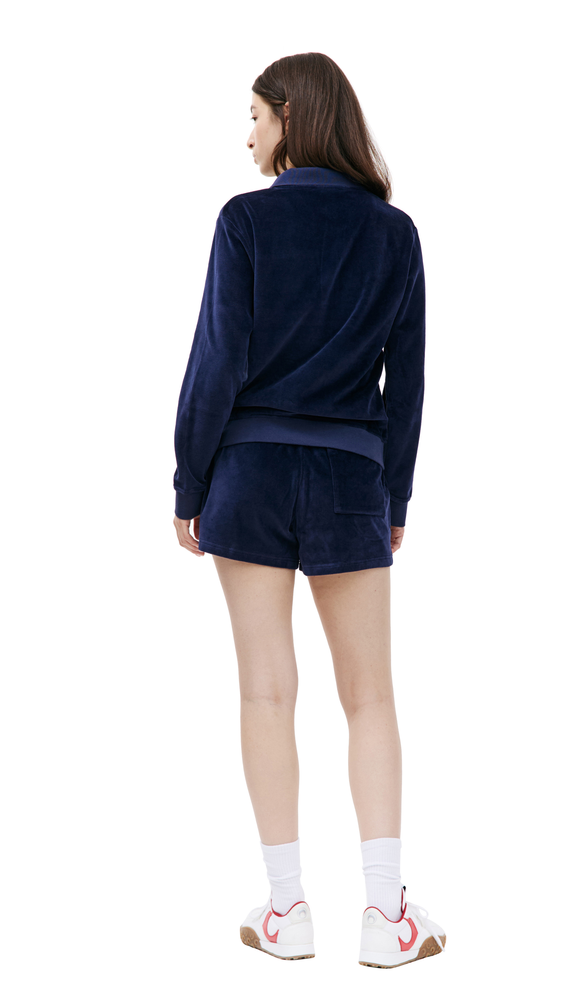 SPORTY & RICH SRC velour longsleeve polo