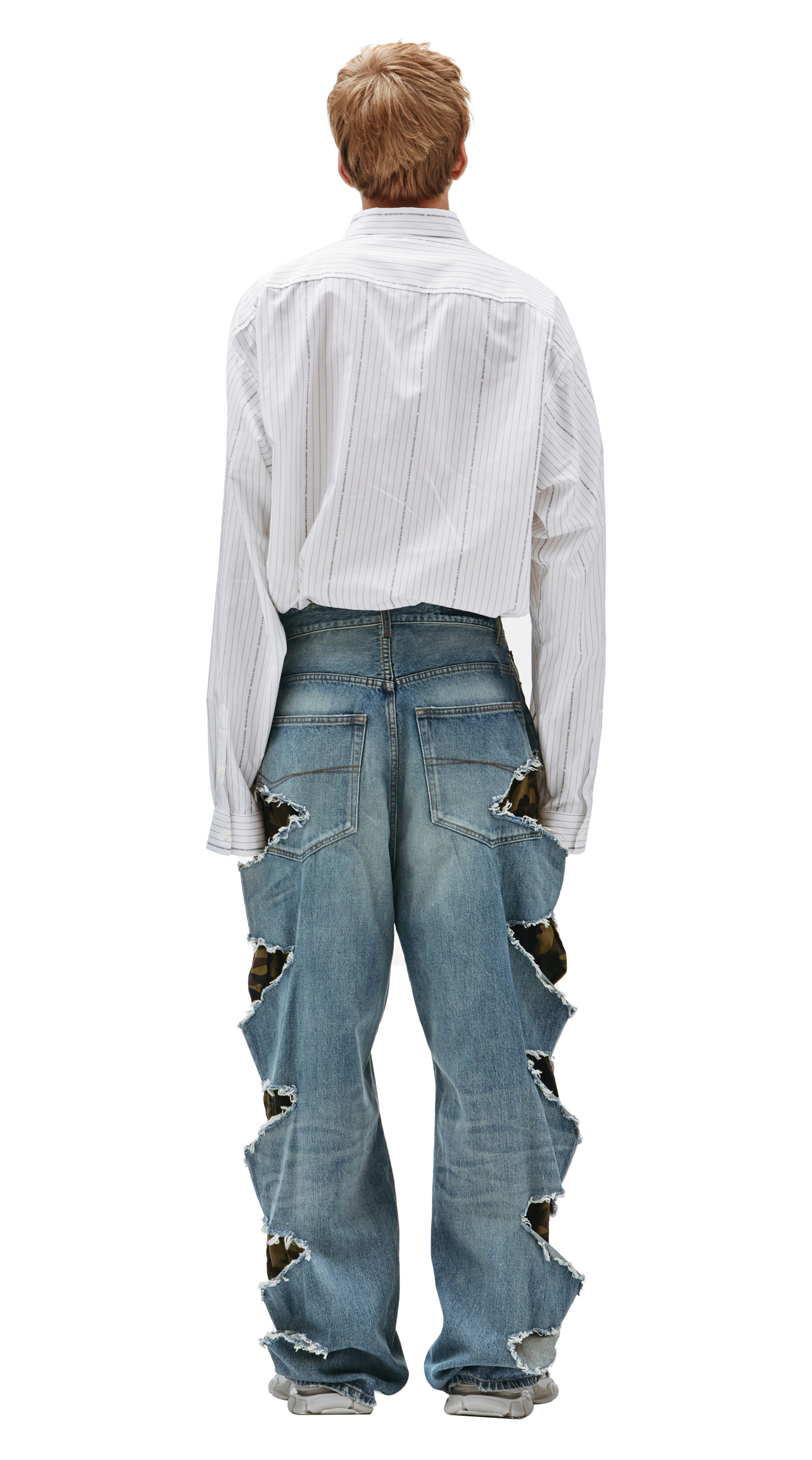 Balenciaga Ripped jeans with camouflage lining