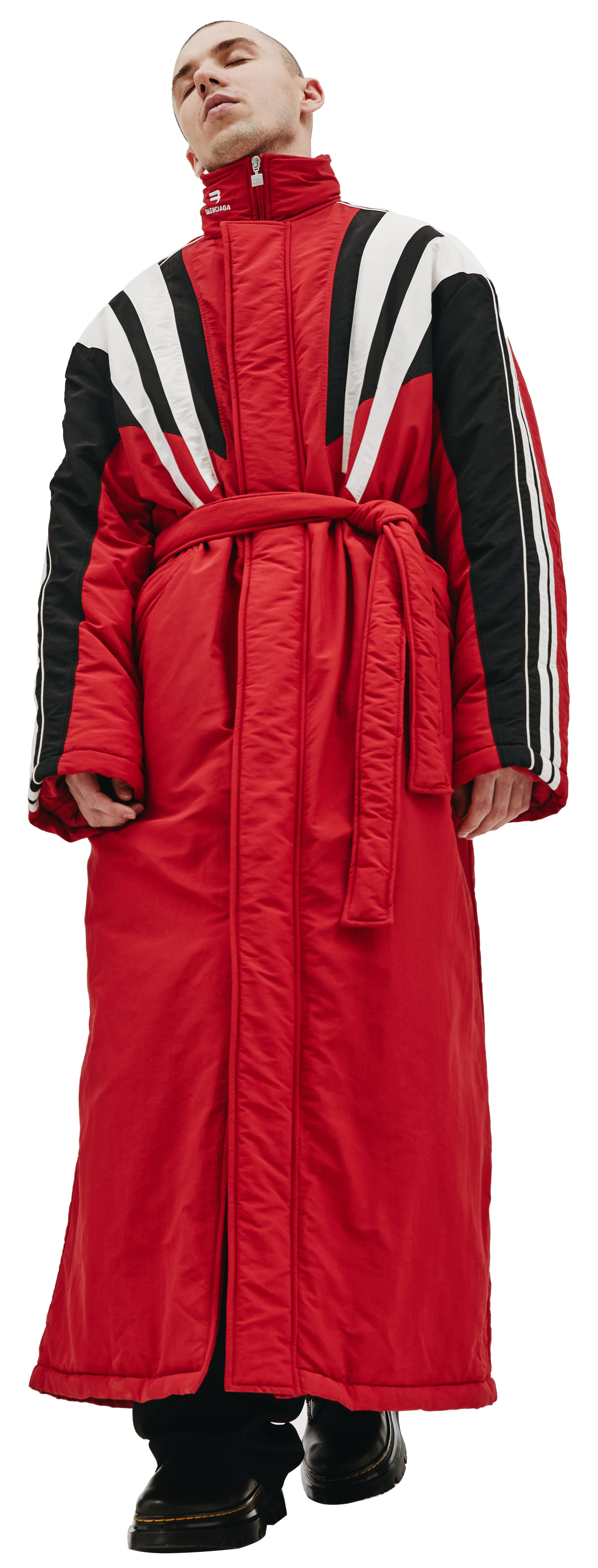 Balenciaga Long Down Coat In A Vintage Athletic Style