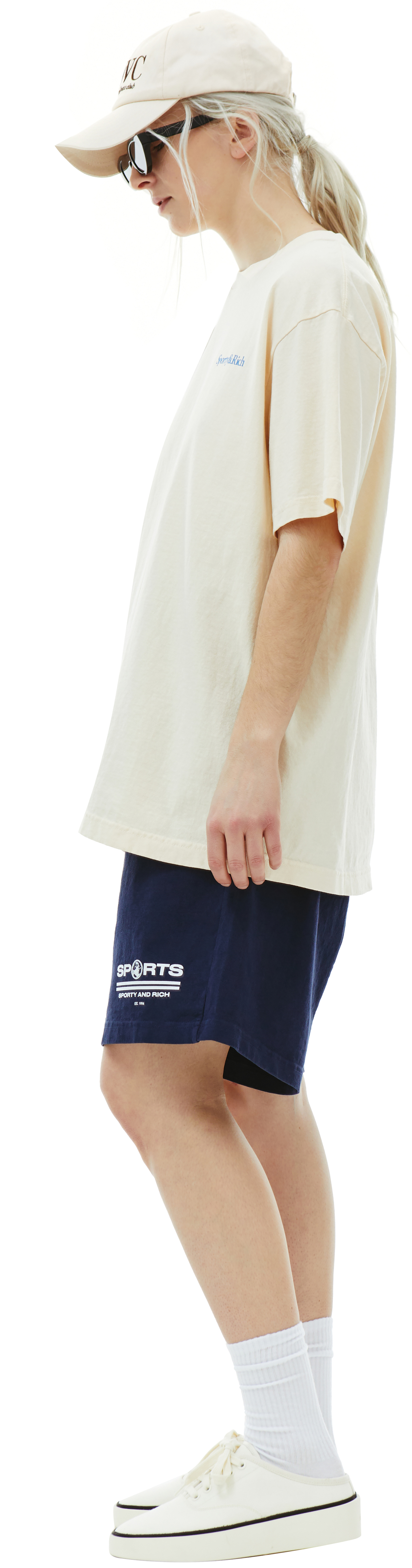 SPORTY & RICH Beige \'Health is Wealth\' T-Shirt