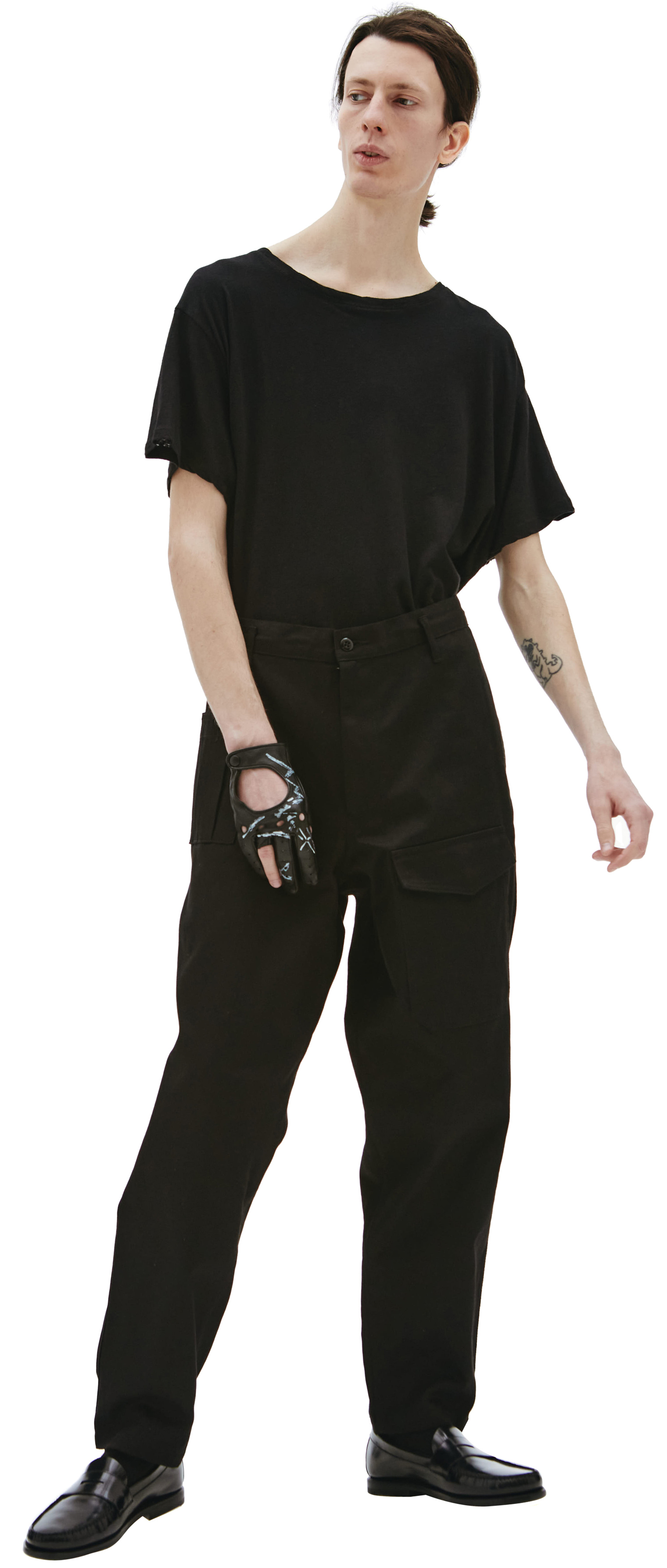 Yohji Yamamoto Black Cotton pants flap pockets