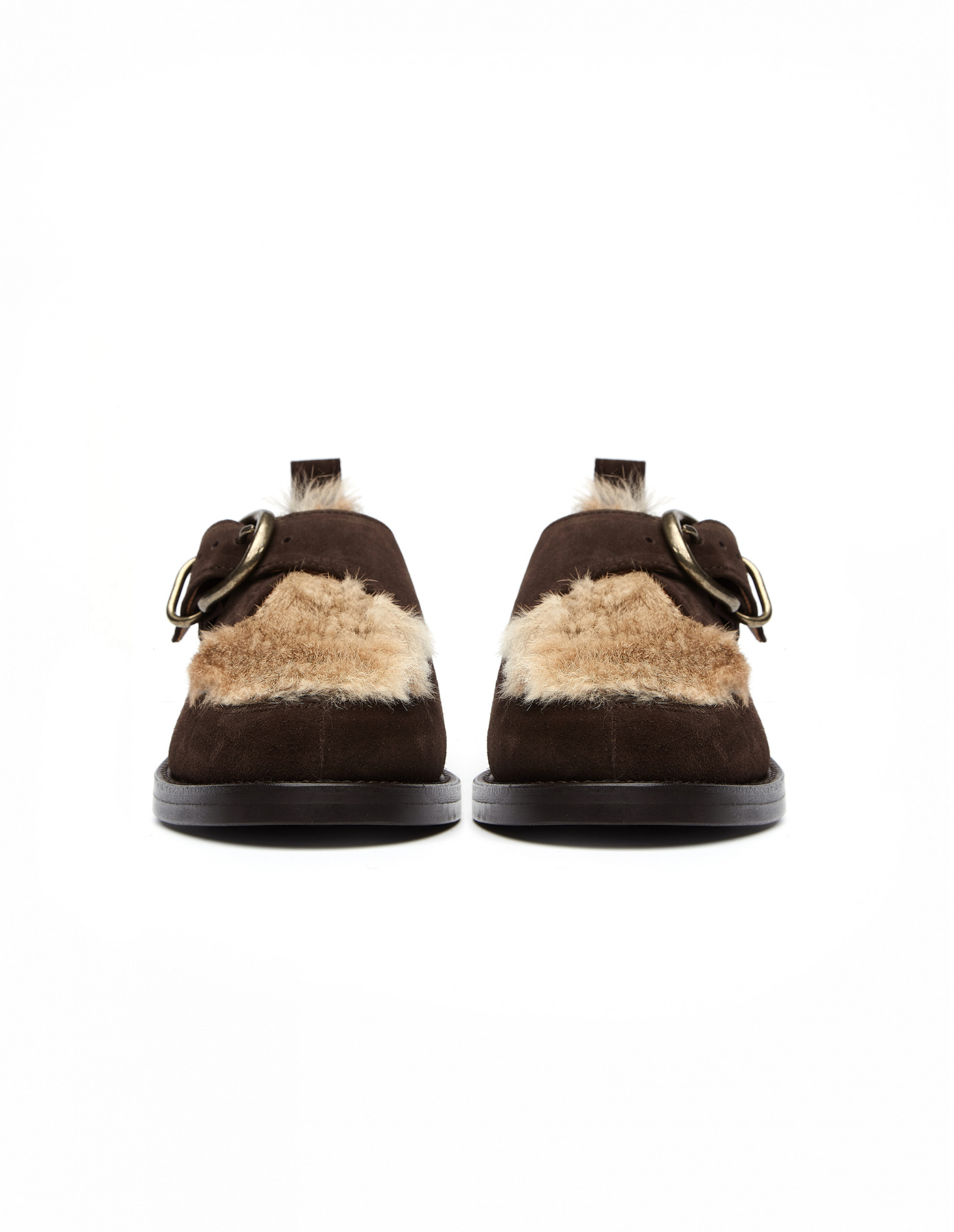 Hender Scheme Monk Shoes with Rabbit Fur Decor