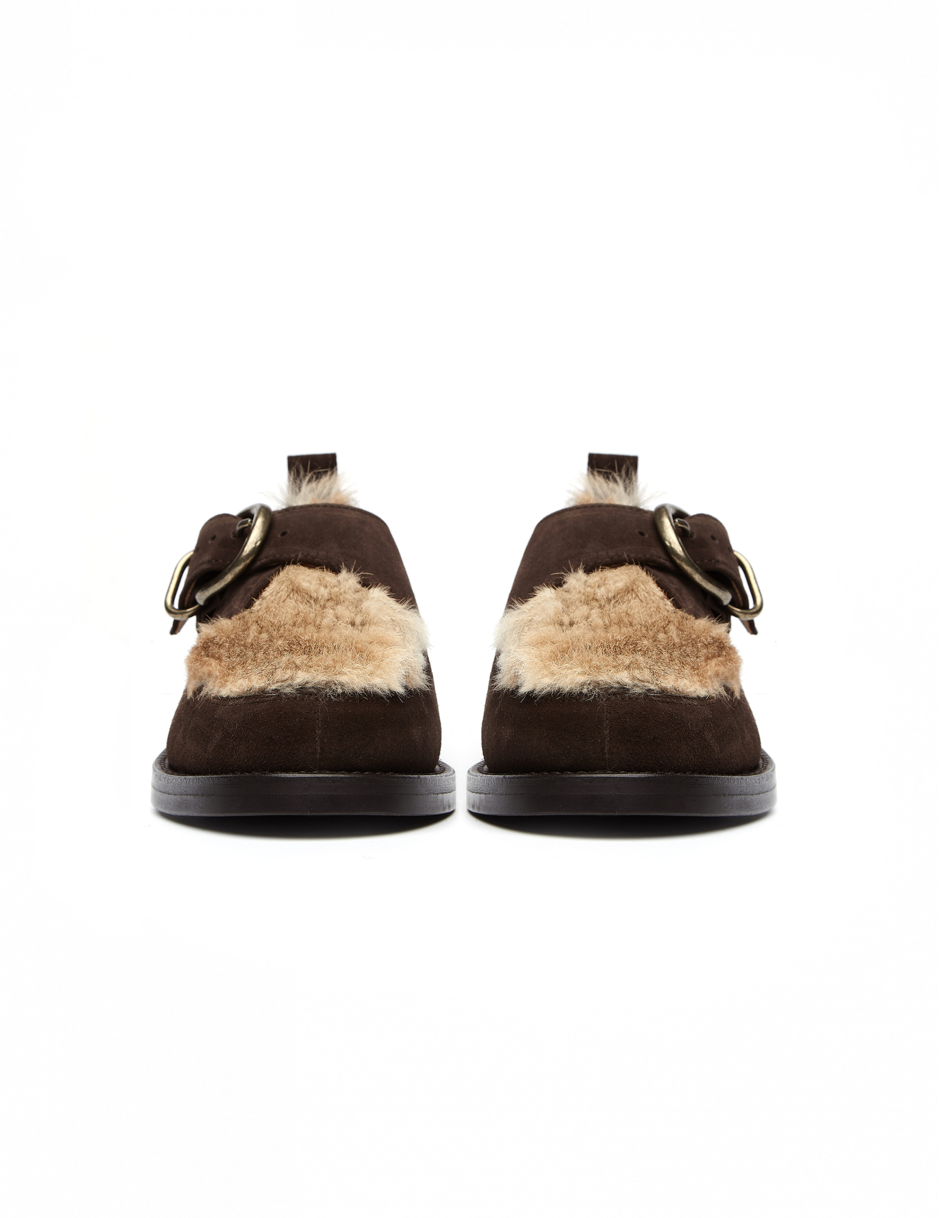 Hender Scheme Monk Shoes with Rabbit Fur Decor