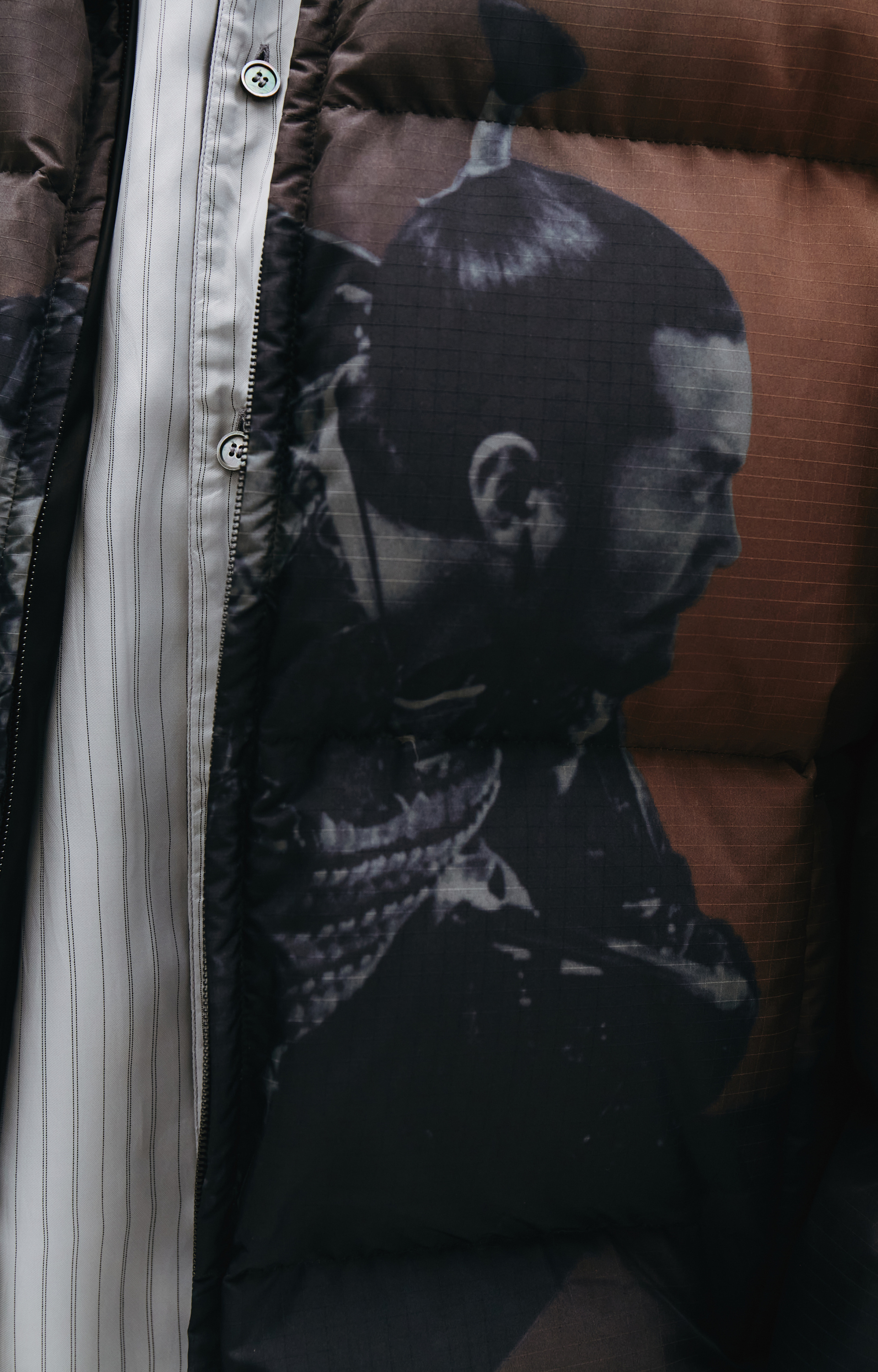 Undercover Brown Printed Down Jacket