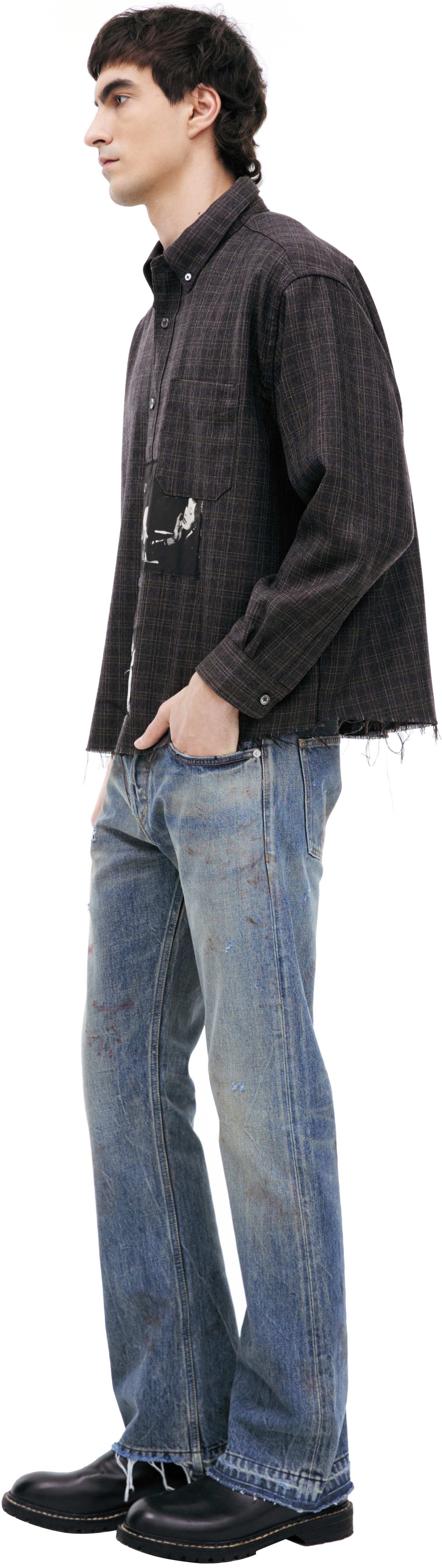 Buy Enfants Riches Déprimés men black assemblage flannel charcoal