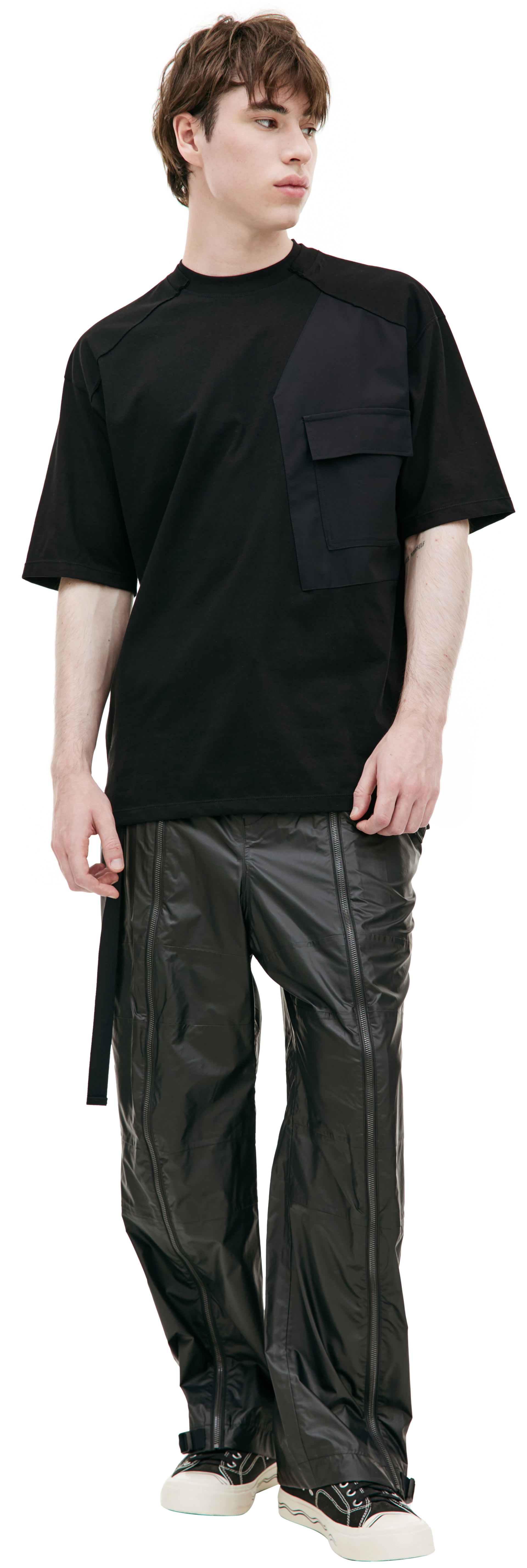 The Viridi-Anne Black t-shirt with patch pocket