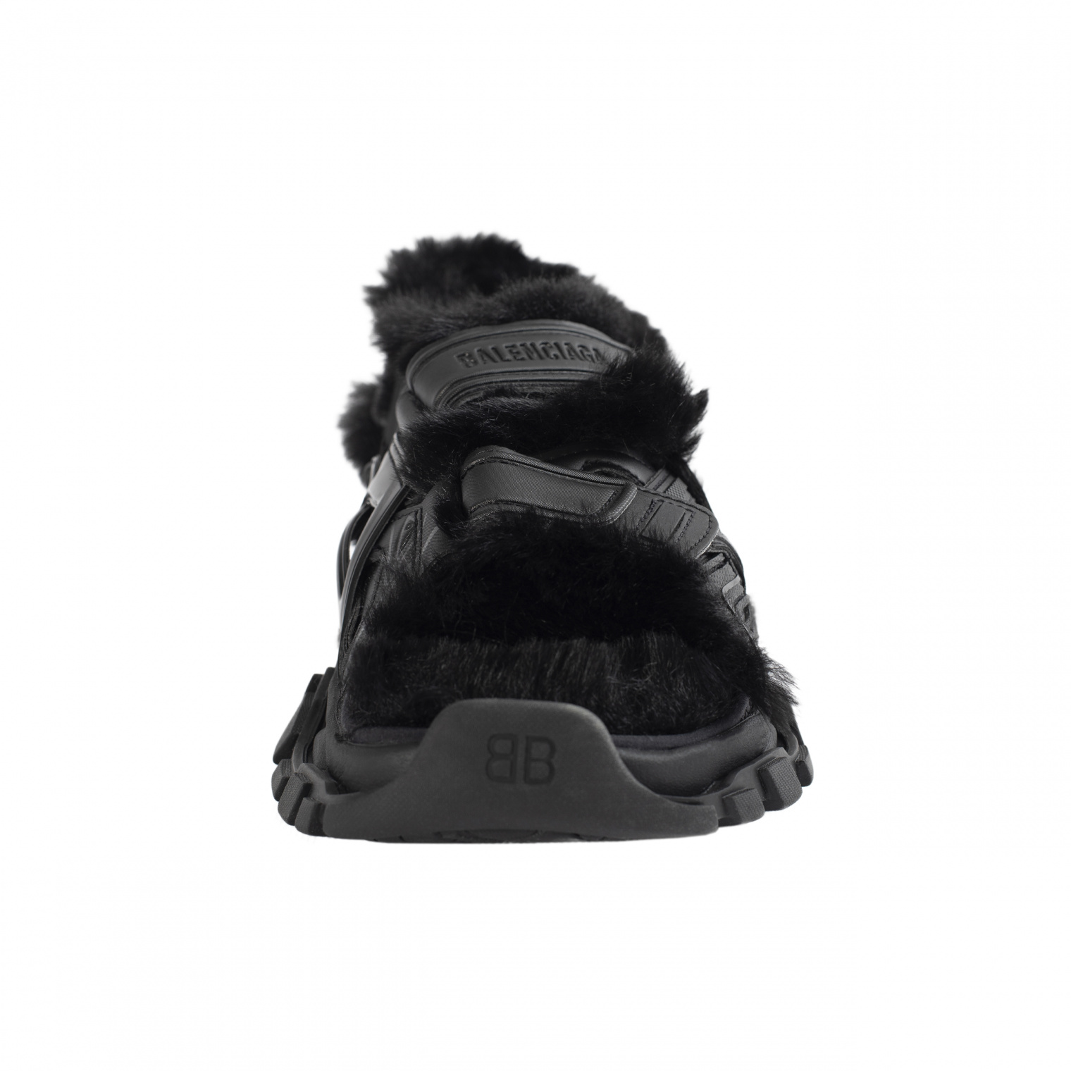 Balenciaga Track sandal fake fur in black
