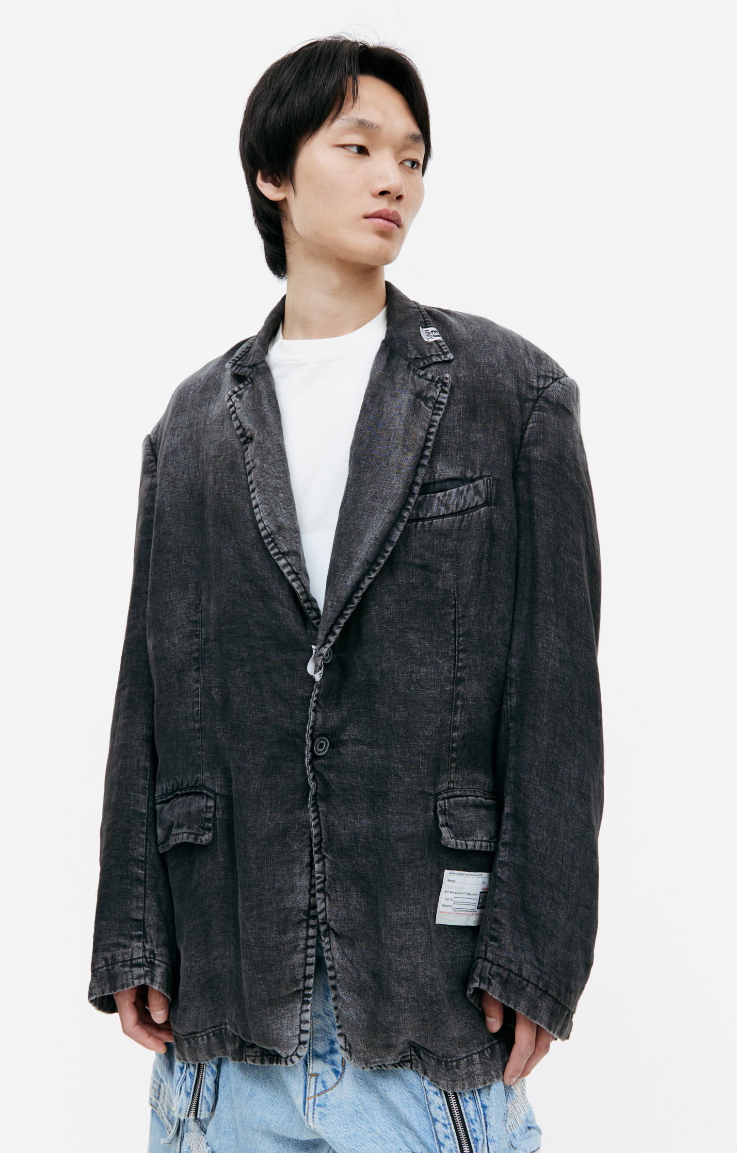 Maison Mihara Yasuhiro Льняной пиджак с выстиранным эффектом