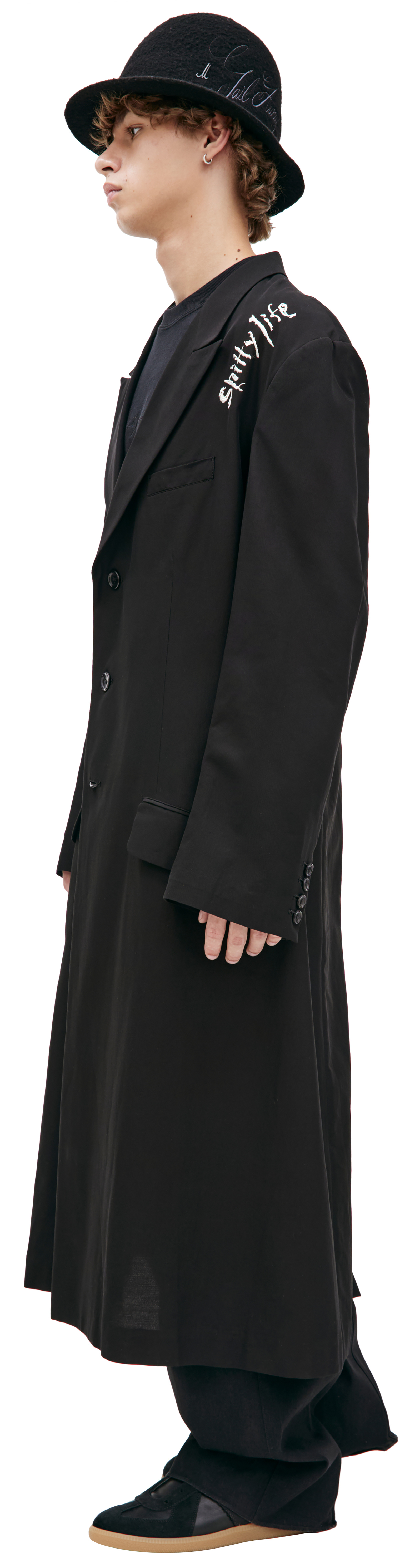 Yohji Yamamoto \'Shitty Life\' Embroidered Coat