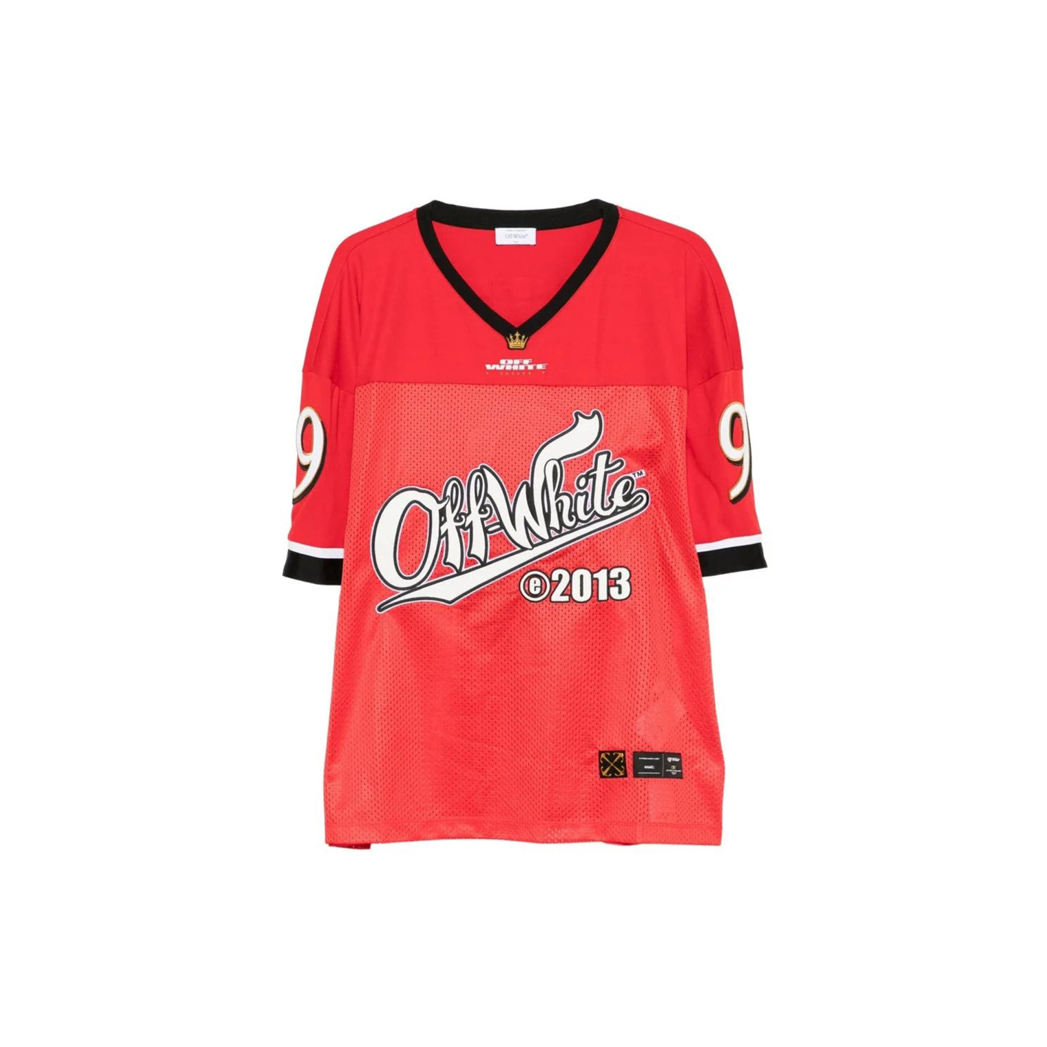 Buy Off White men type logo mesh football short sleeve t-shirt for