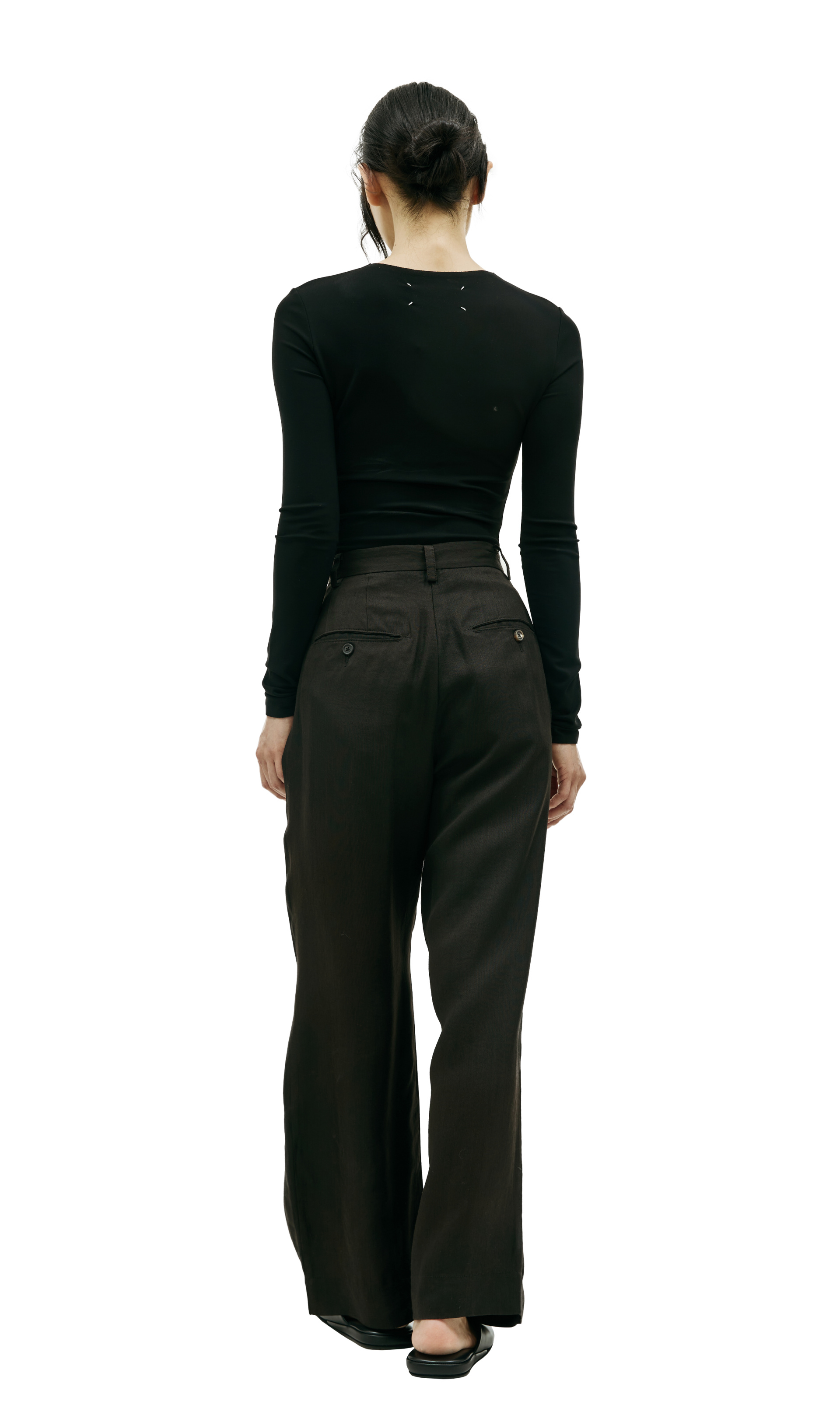 Ziggy Chen Brown high-waisted trousers