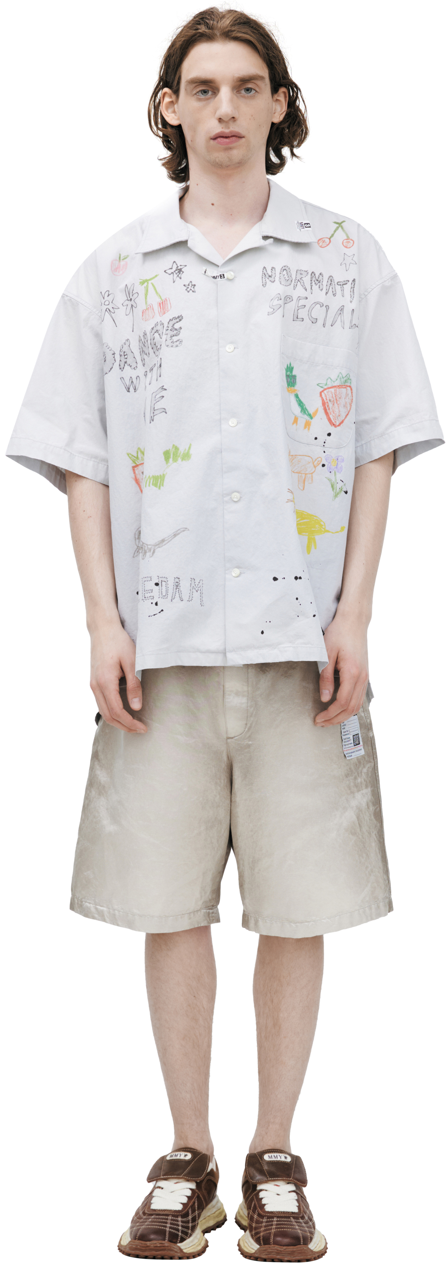Buy Maison Mihara Yasuhiro men grey monoprint shirt for $910
