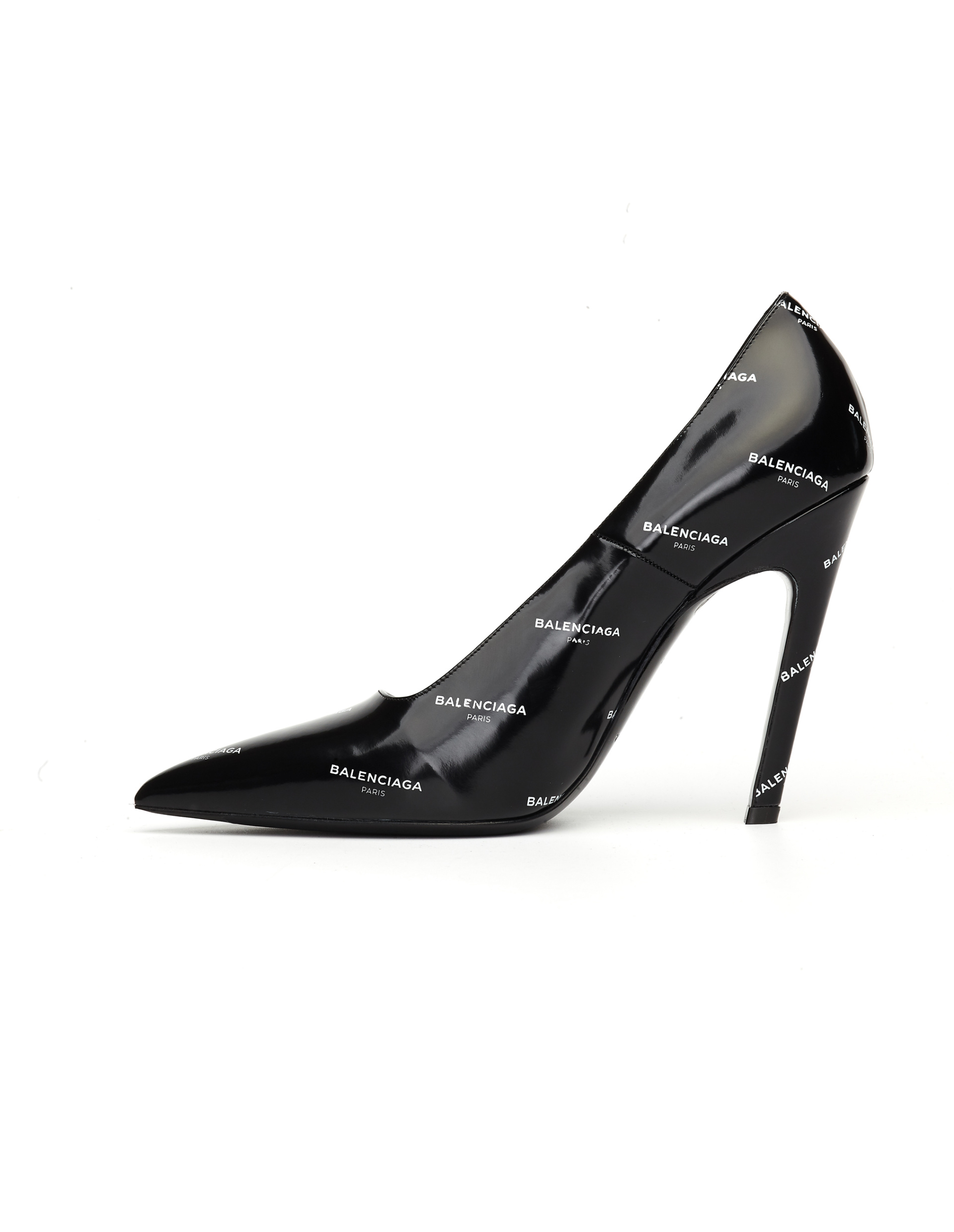Balenciaga Leather Slash Logo Heels