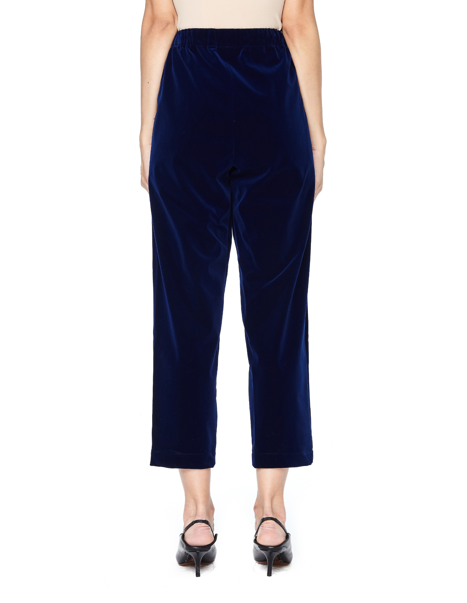 Comme des Garcons Cropped Velvet Navy Blue Trousers