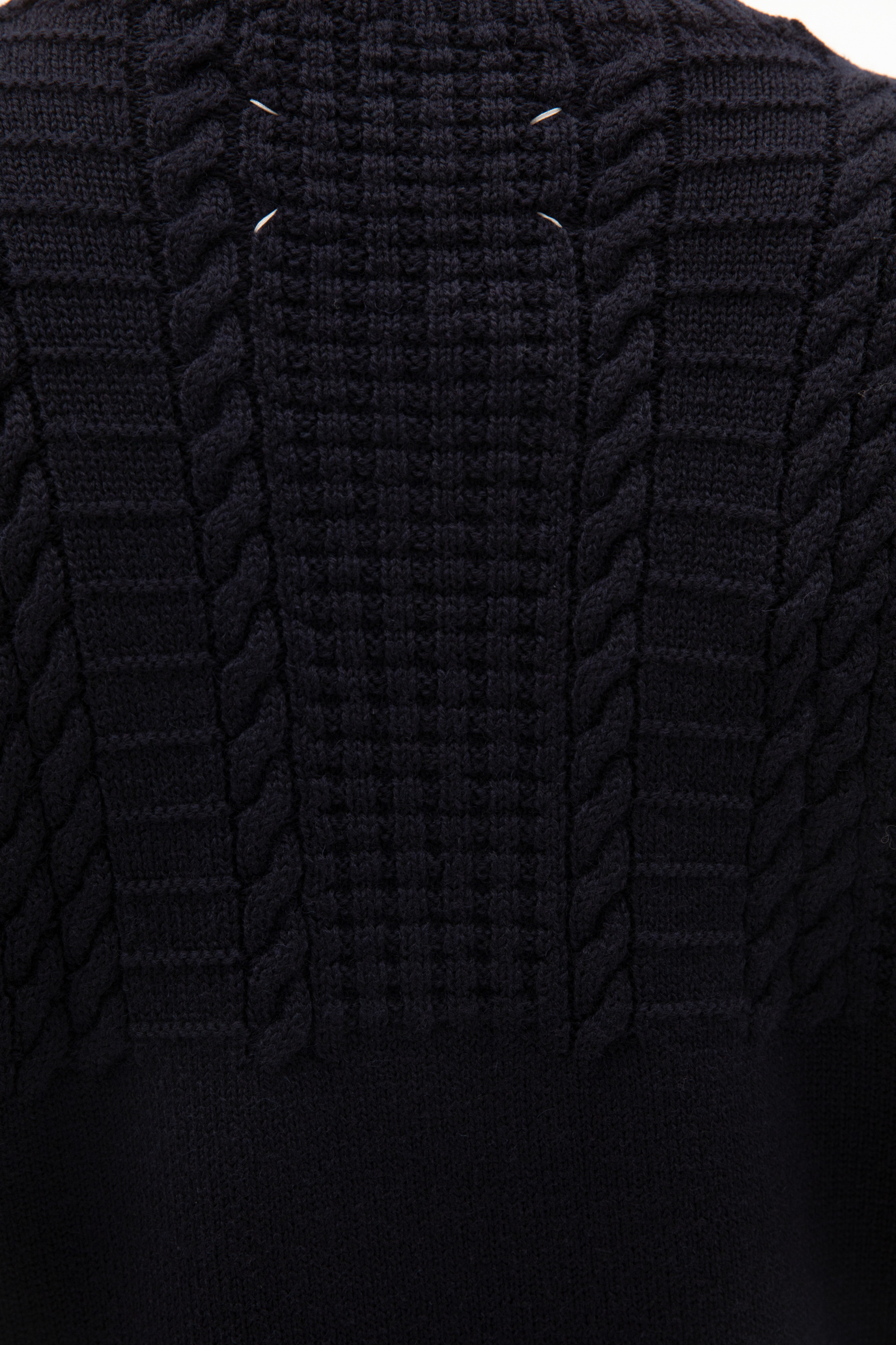 Maison Margiela Cable Knit Wool Sweater In Navy Blue