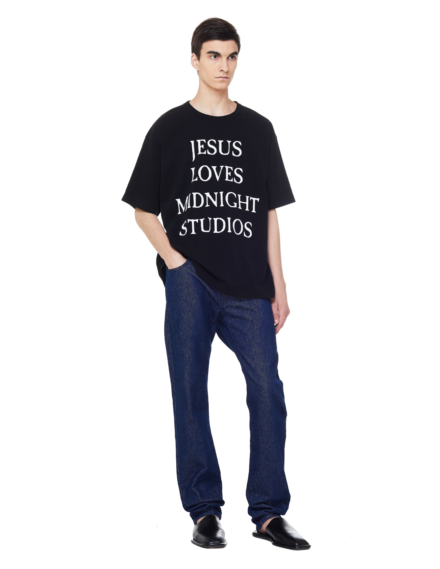Midnight Studios Black Jesus Loves Printed T-shirt