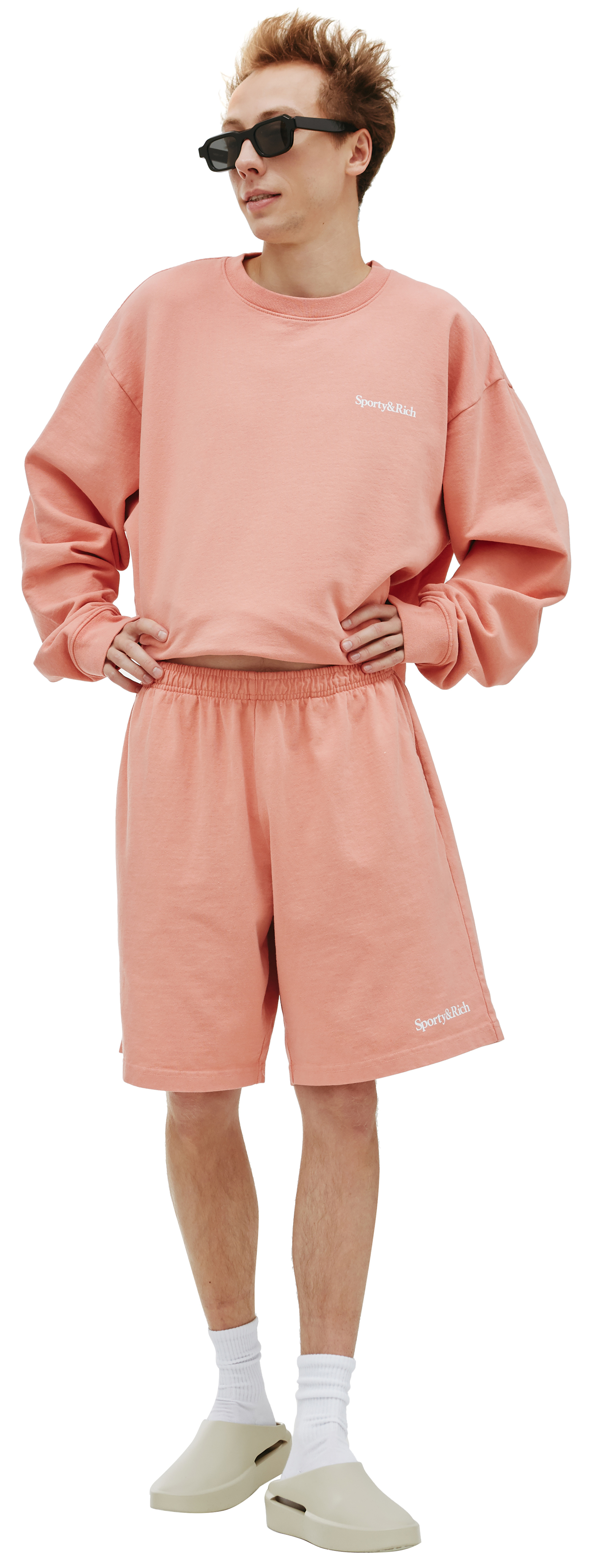 SPORTY & RICH Serif Logo Gym Shorts