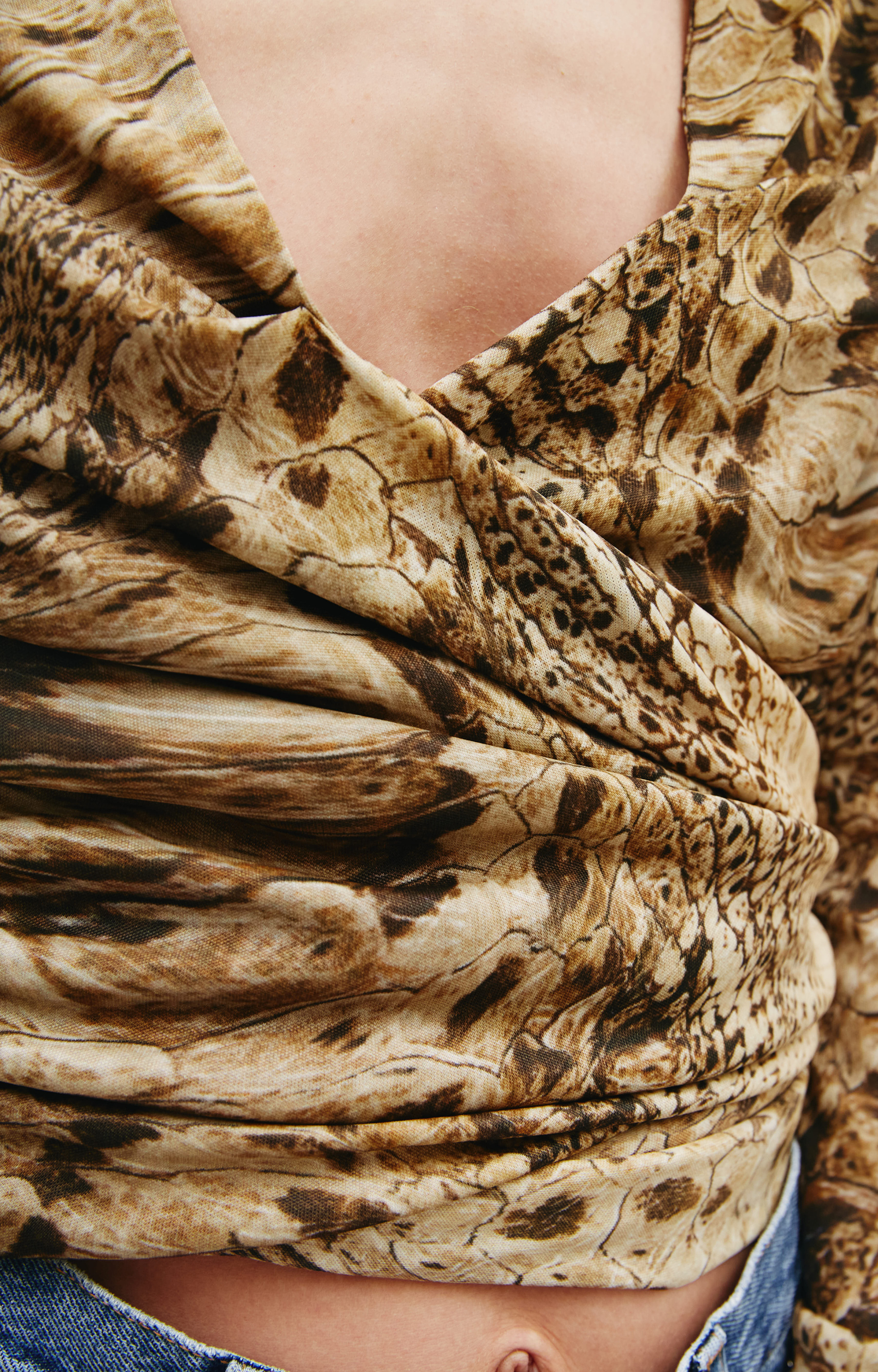 Blumarine Crossed blouse with animal print