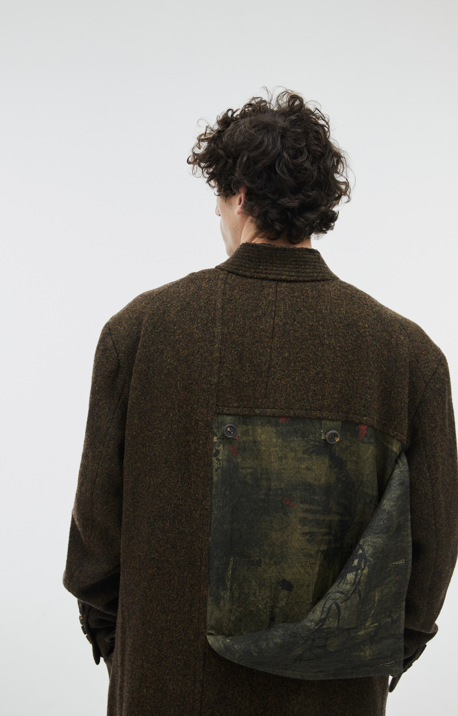 Ziggy Chen Long wool coat with a hidden print