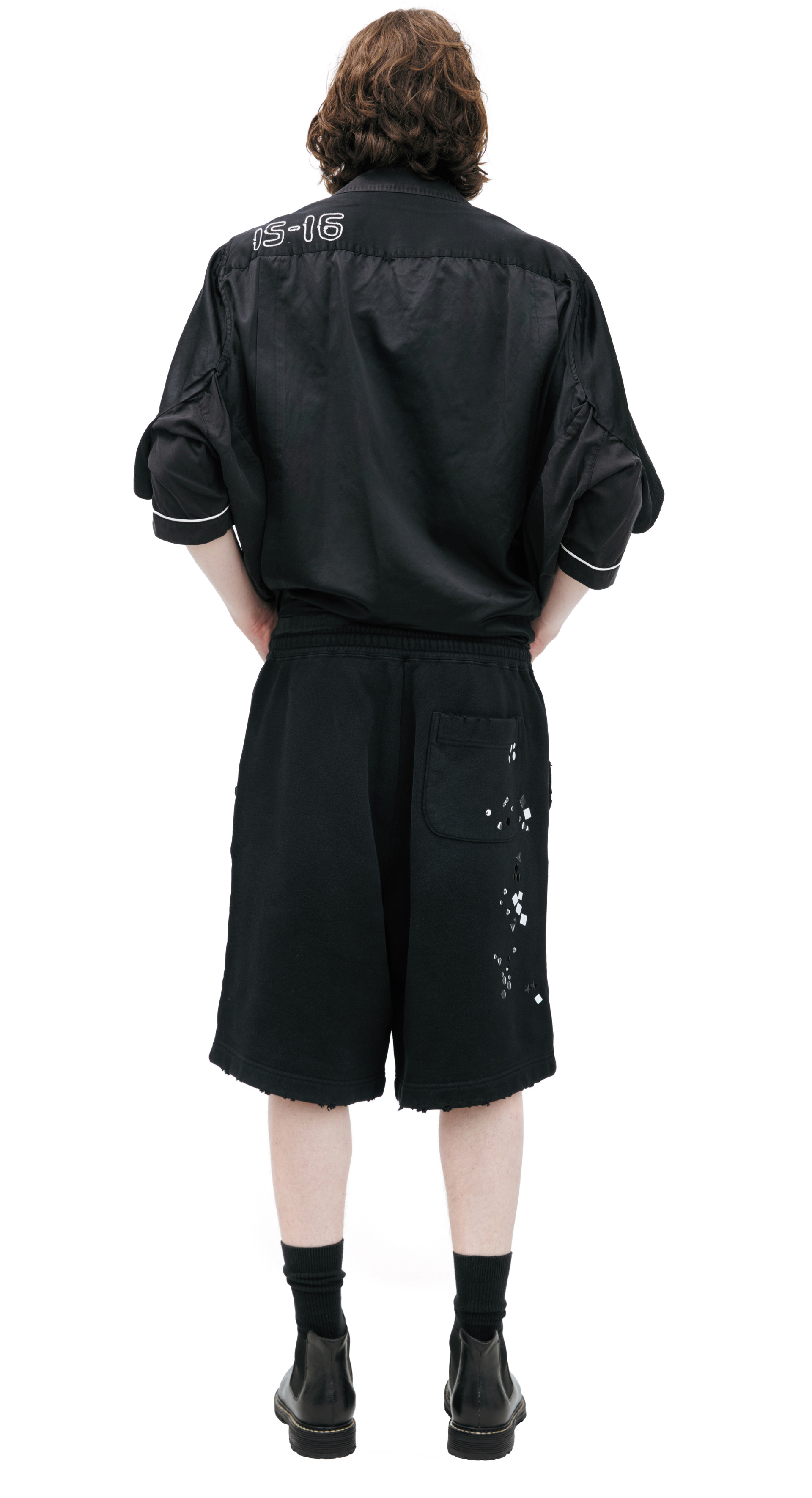 Maison Mihara Yasuhiro Cotton shorts with rhinestones