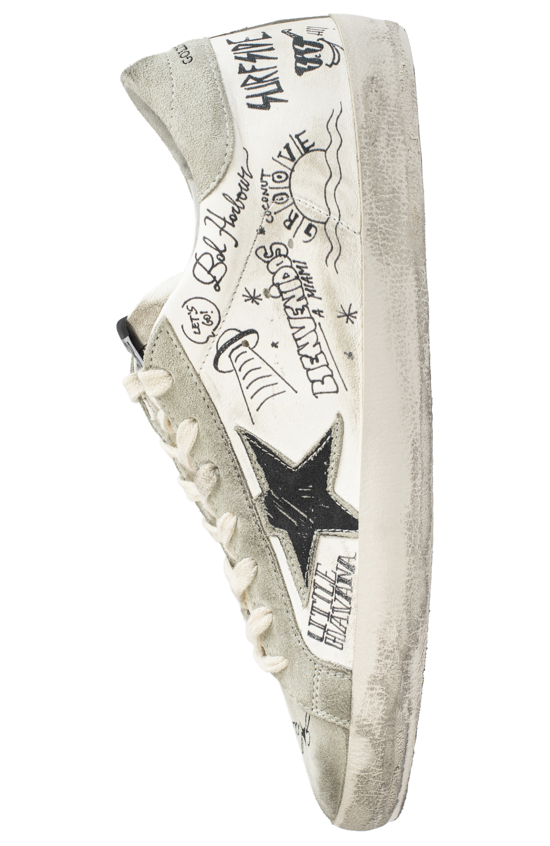 Golden Goose Superstar sneakers with all-over black lettering