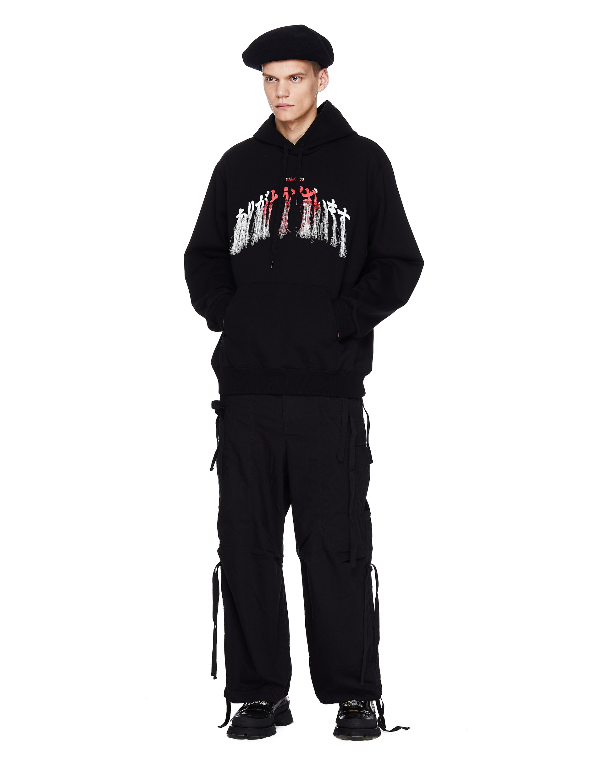 Doublet Black Cotton Embroidered Hoodie