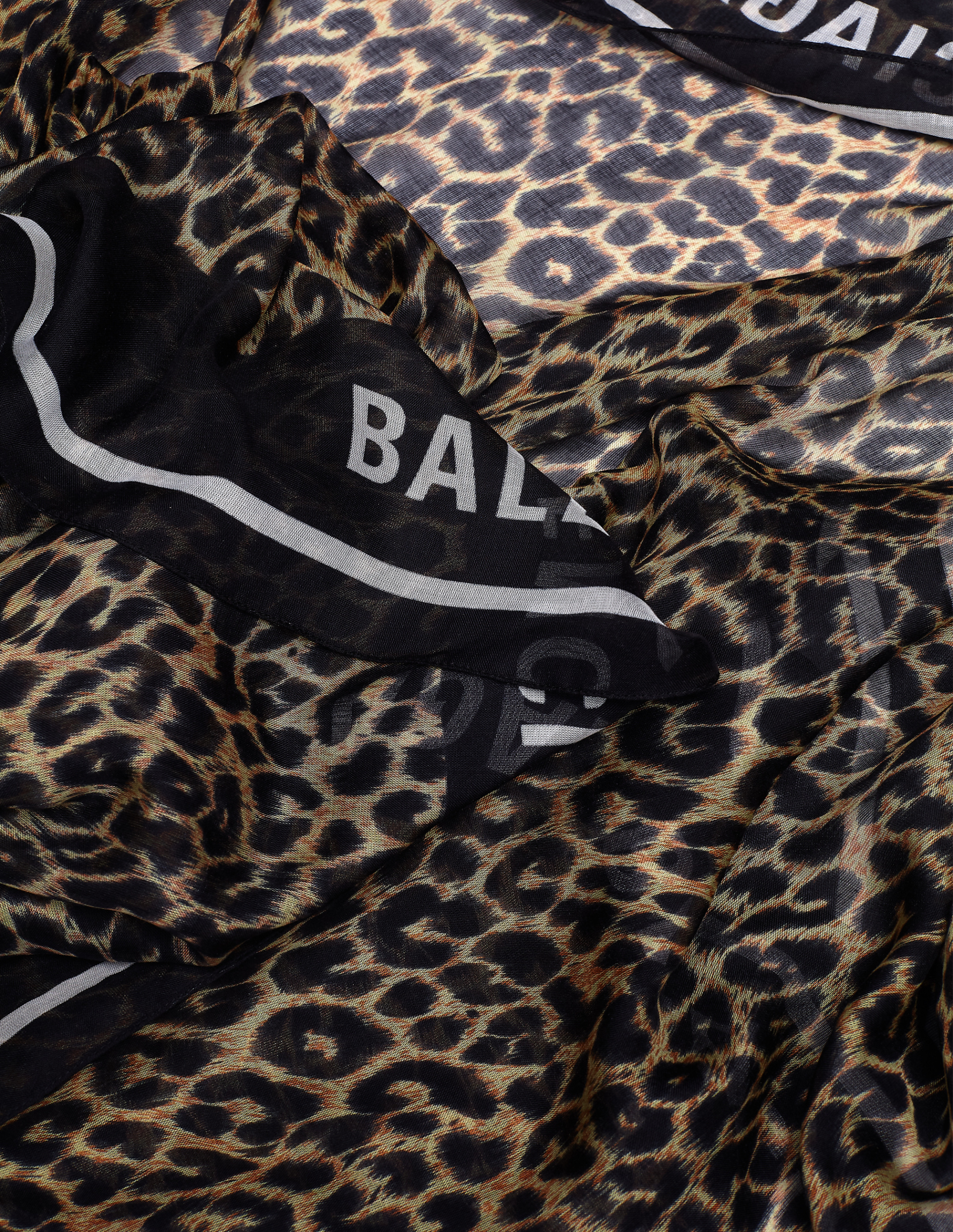Balenciaga Leopard Print Logo Scarf