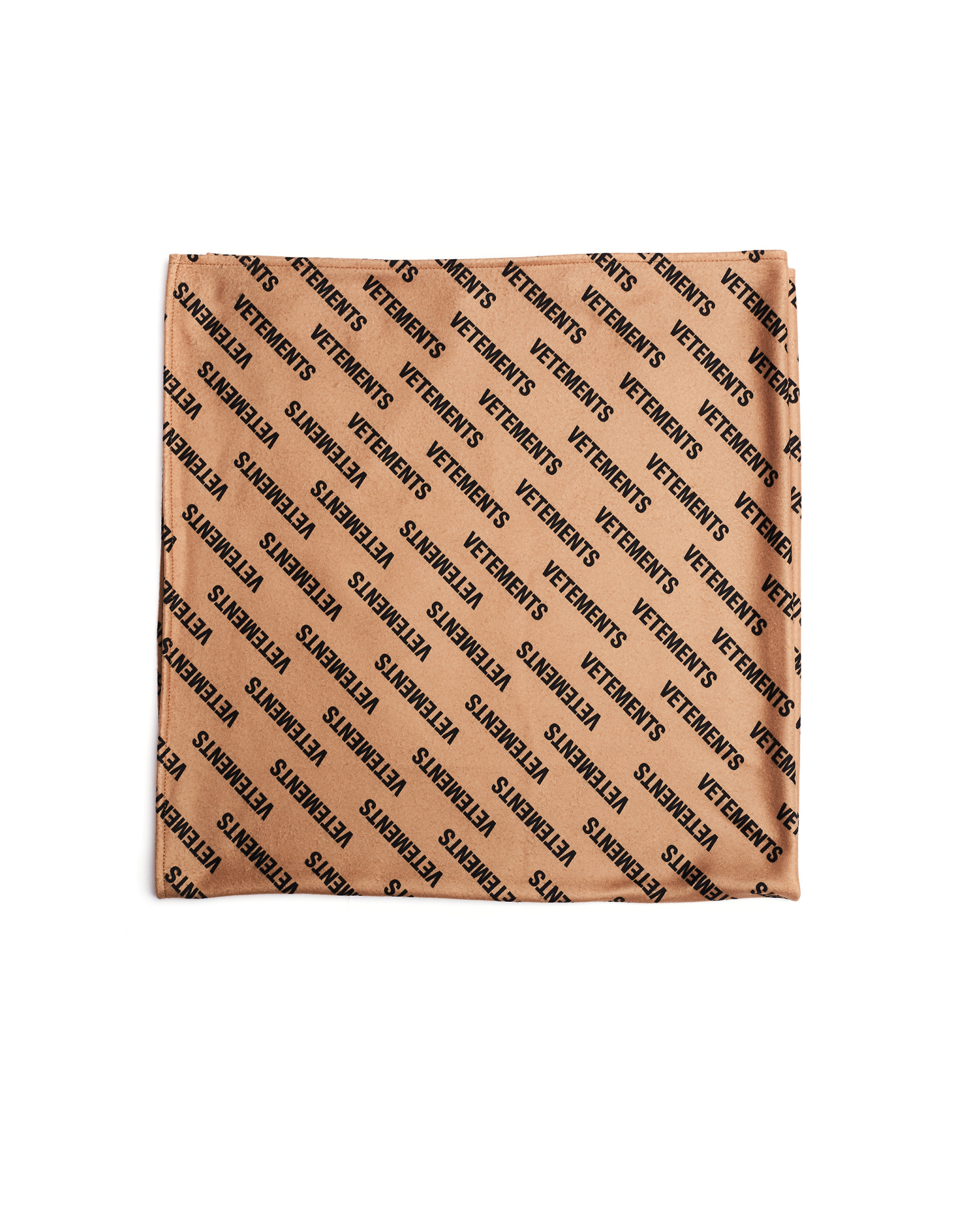 VETEMENTS Monogram-Printed Fleece Scarf in Beige