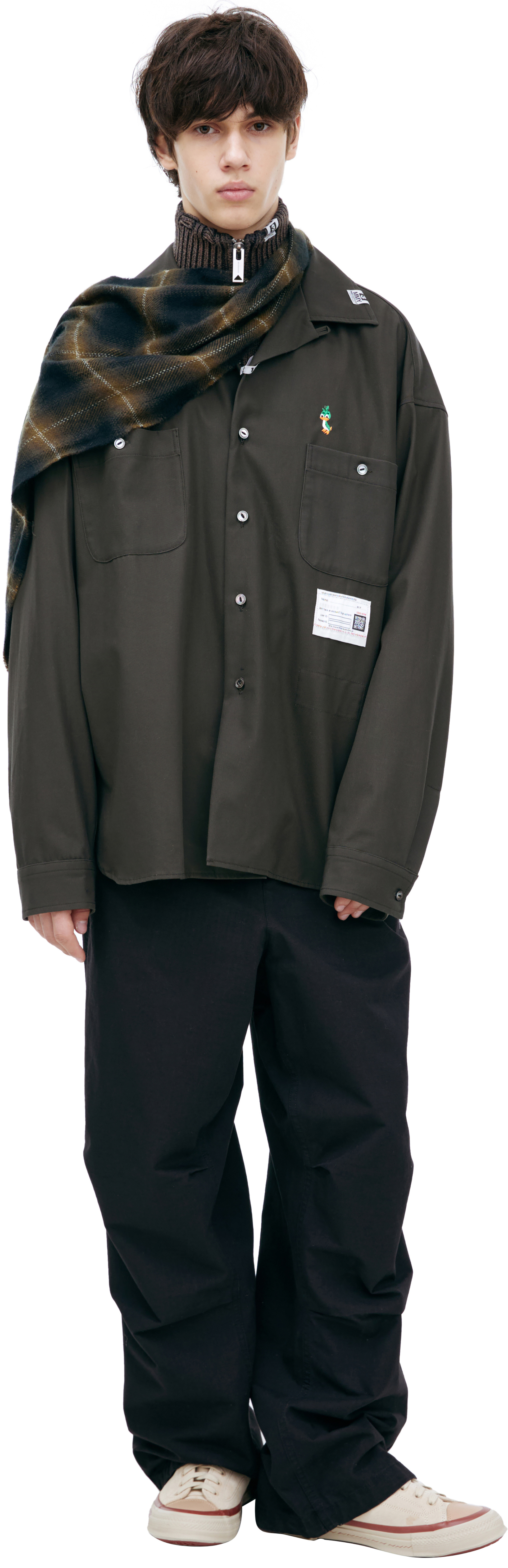 Maison Mihara Yasuhiro Shirt with a sewn-in scarf