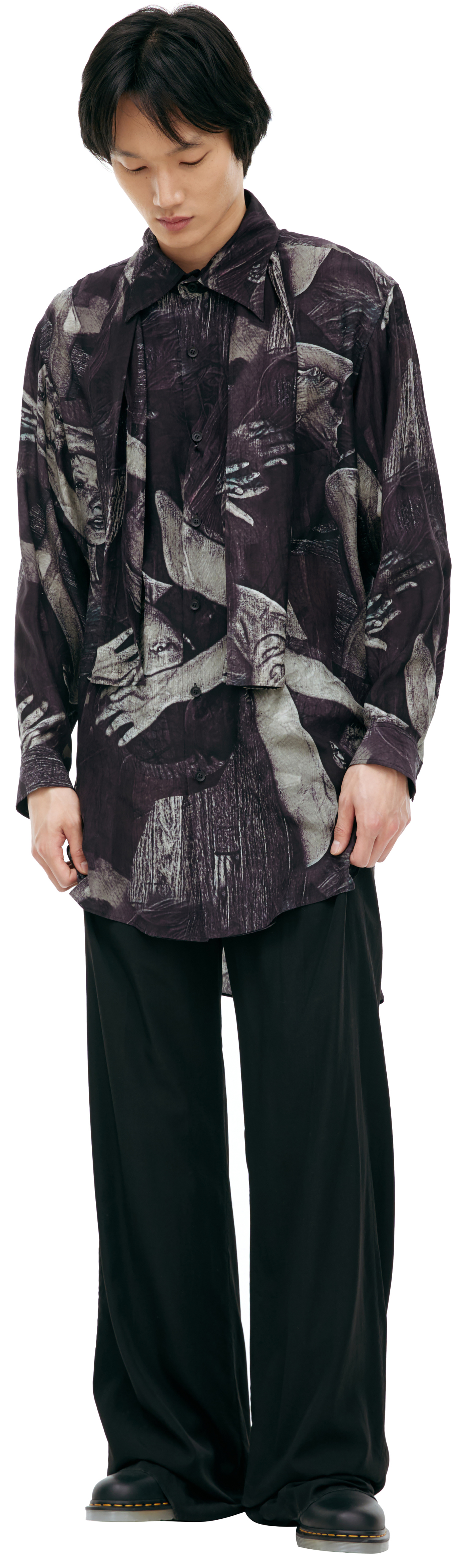 Yohji Yamamoto Monoprint silk shirt