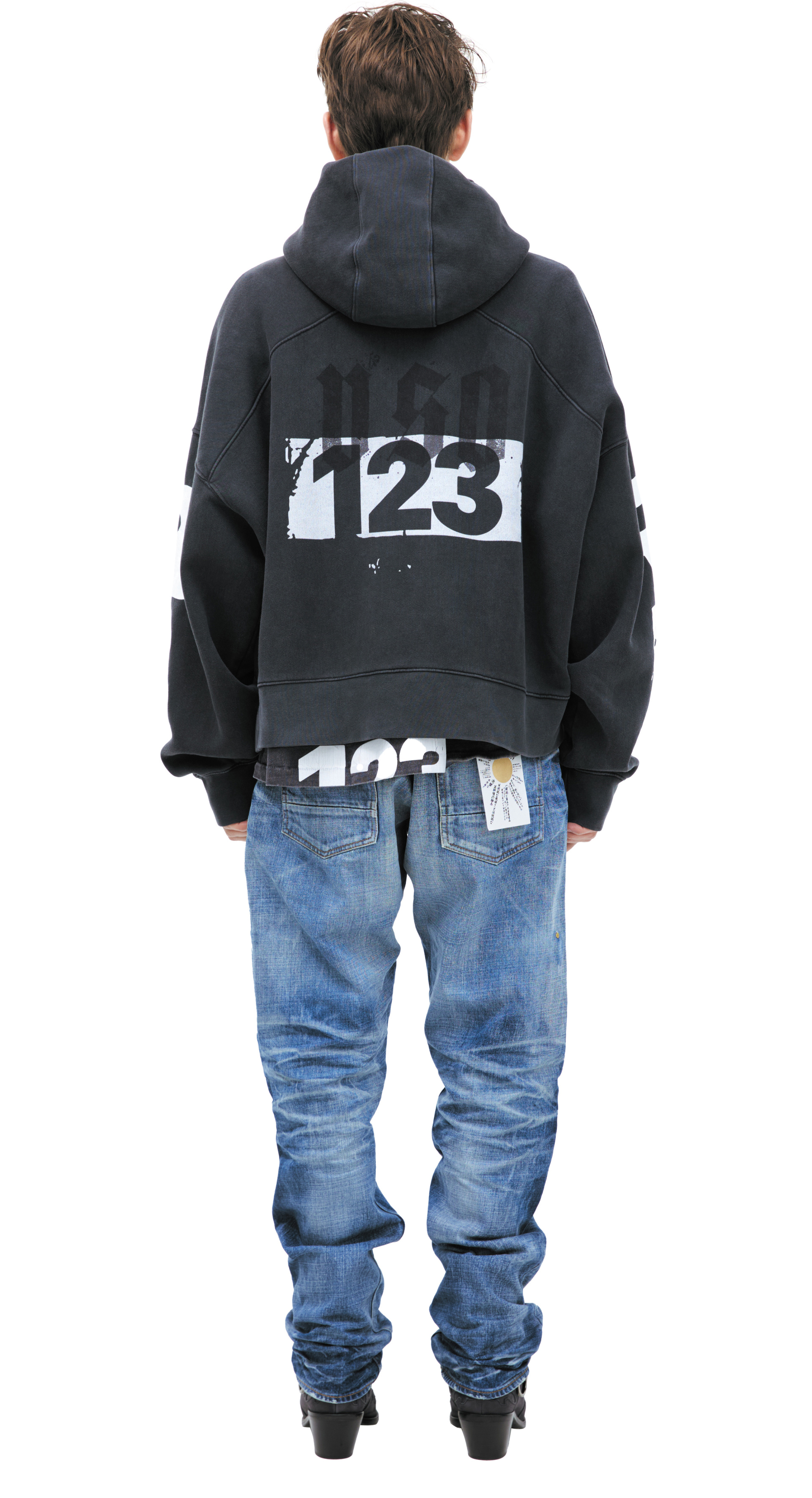 RRR123 Dark grey zip-up hoodie