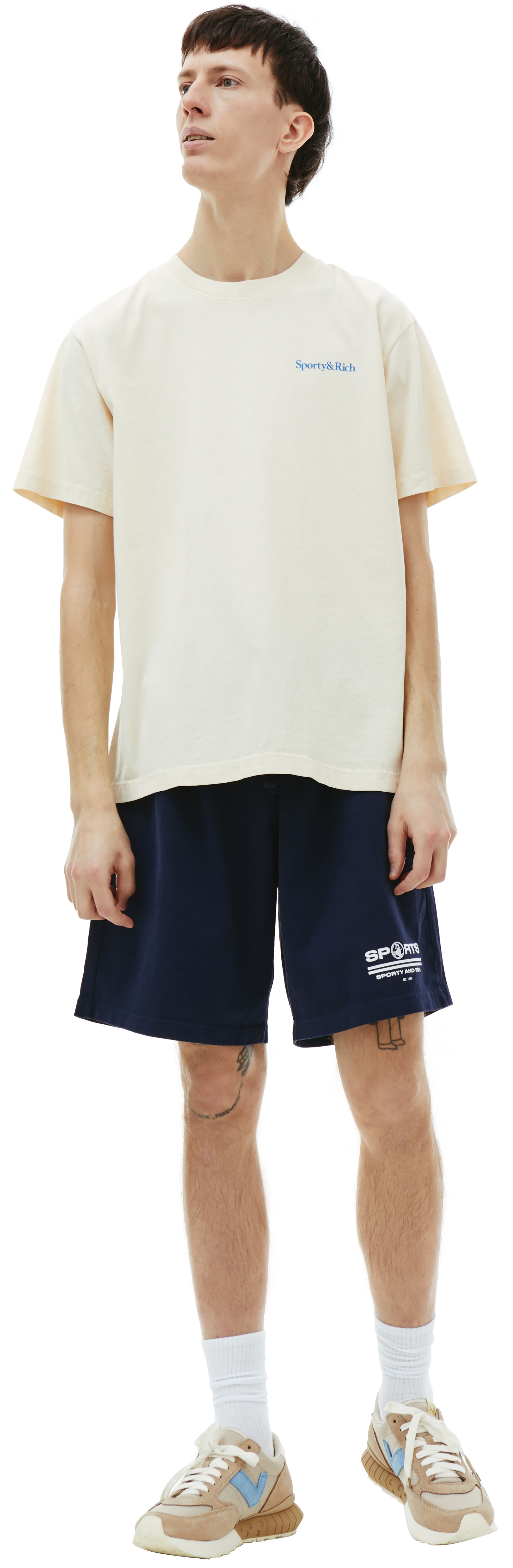 SPORTY & RICH Beige \'Health is Wealth\' T-Shirt