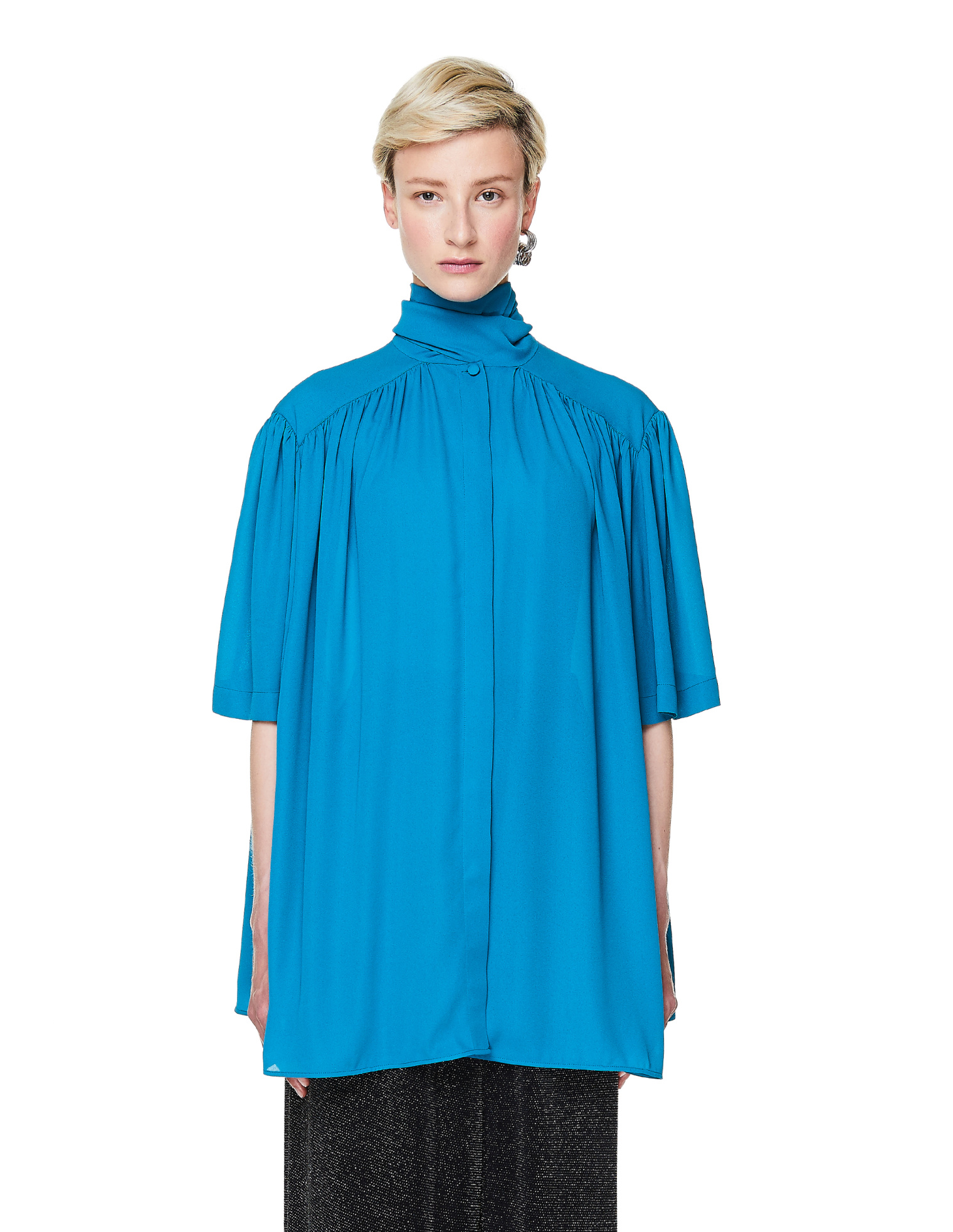 Balenciaga Short Sleeve Scarf Blouse