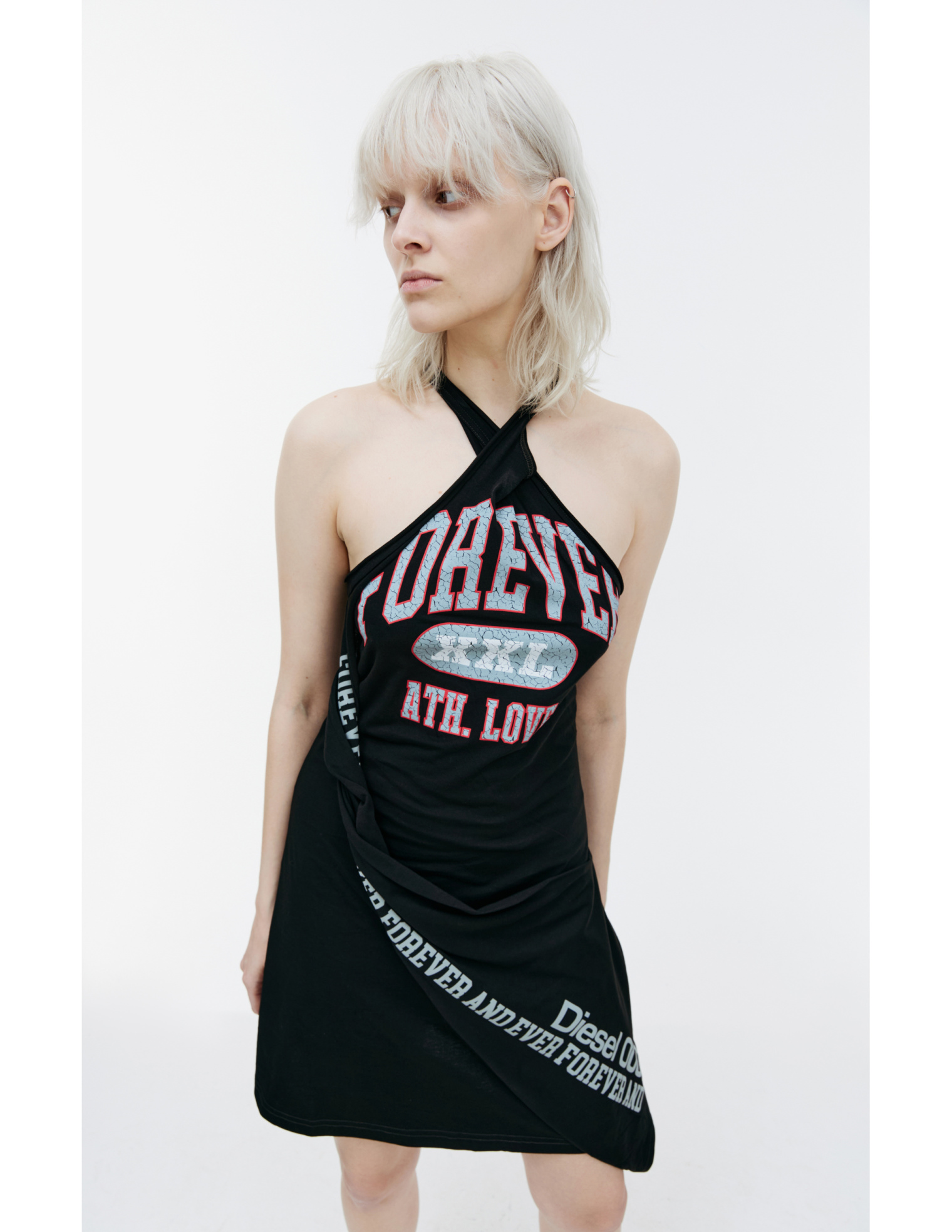 ワンピース Diesel Mini Abito M-Vera Women's Off-the-shoulder dress in ribbed knit | Black | Diesel