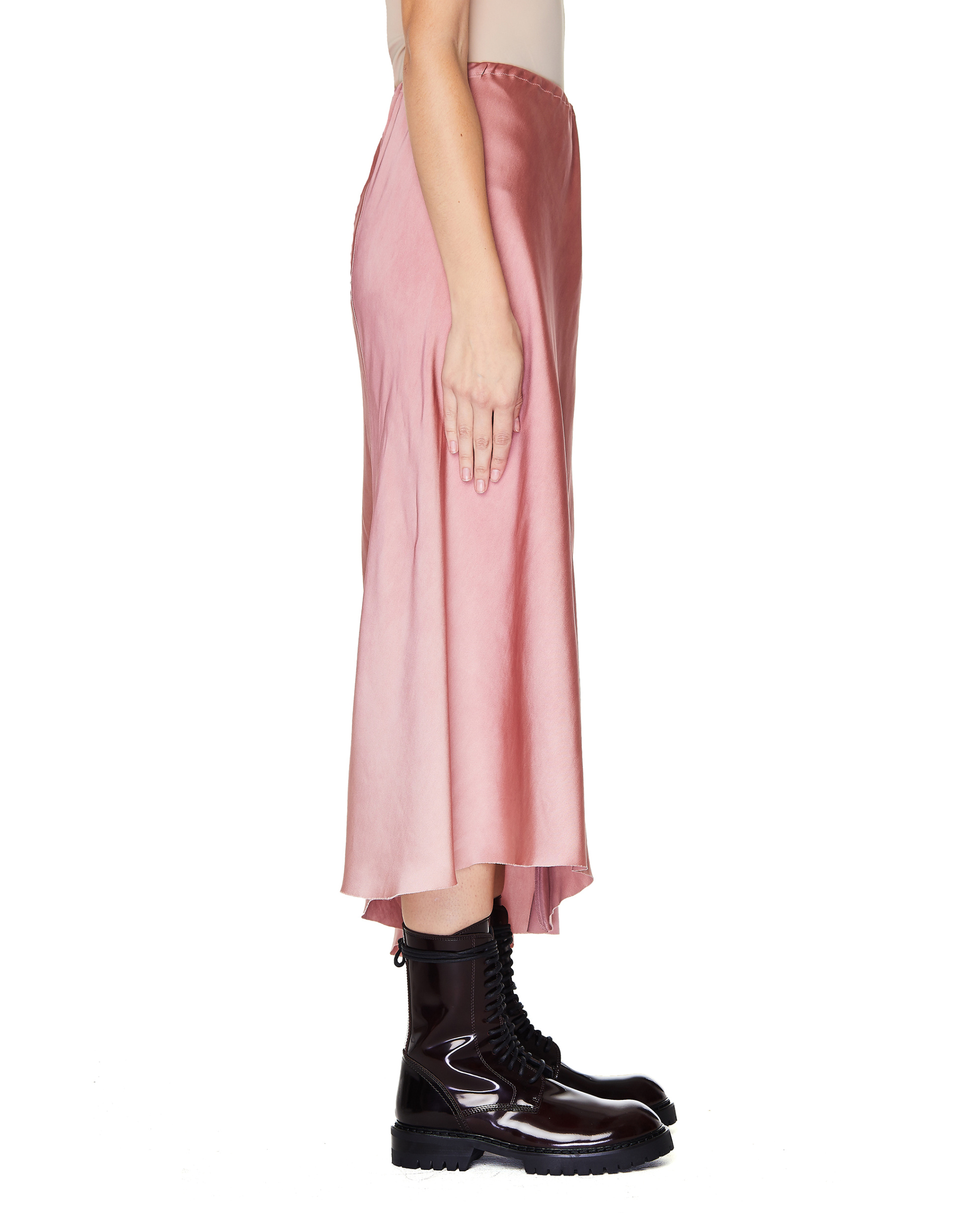 Ann Demeulemeester Asymmetric Rose Pink Satin Skirt