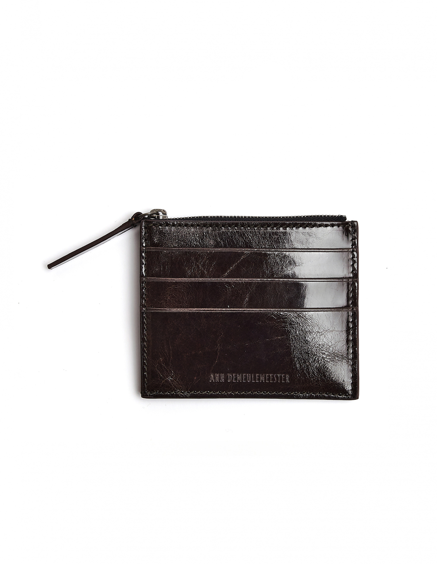 Ann Demeulemeester Brown Textured Leather Cardholder