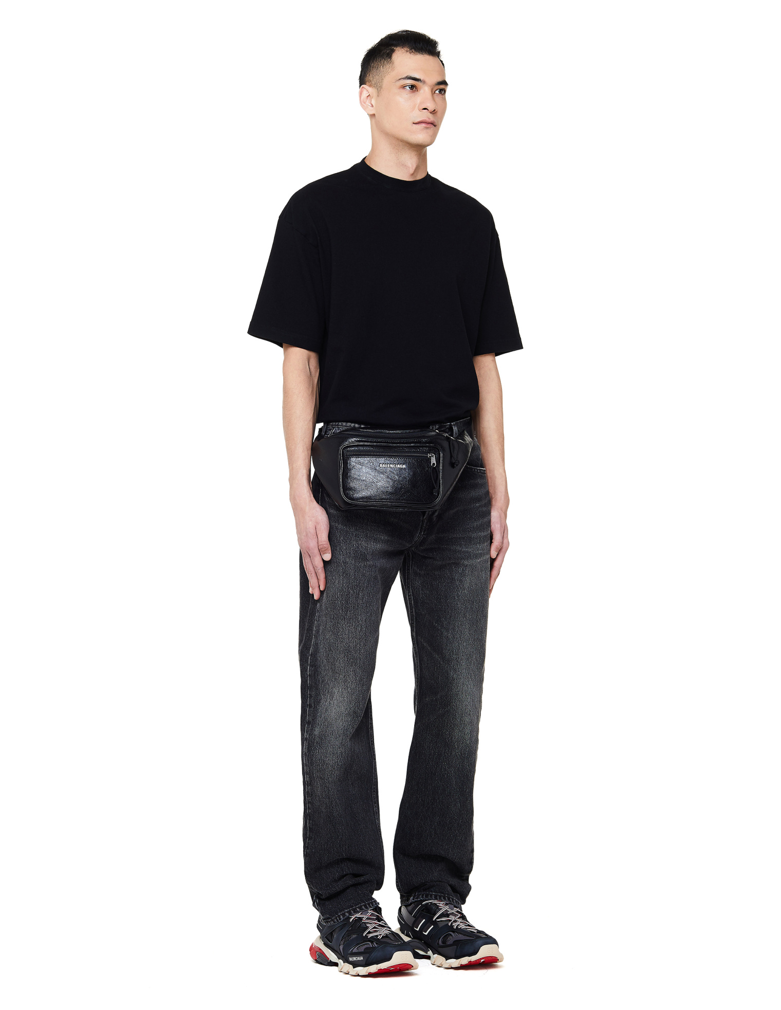 Balenciaga Black Leather Explorer Belt Pack