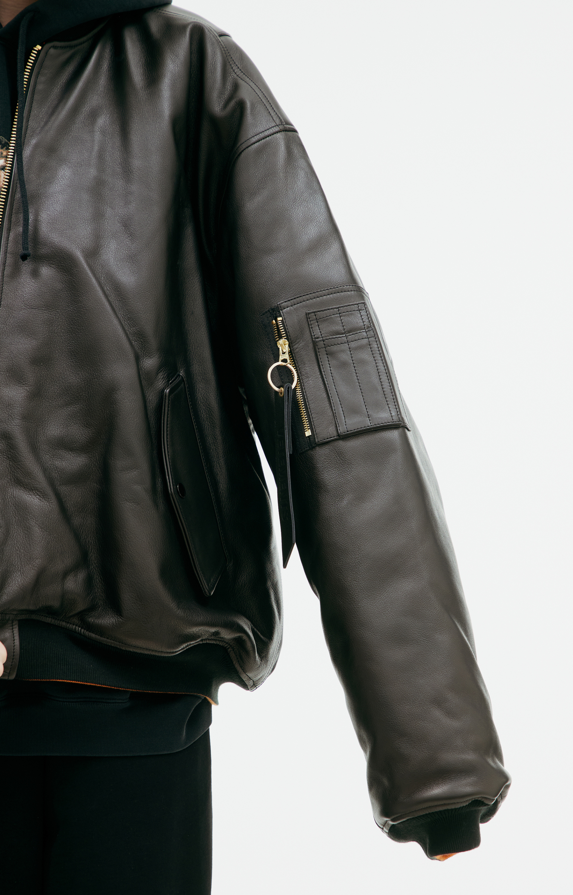 VETEMENTS Black leather bomber