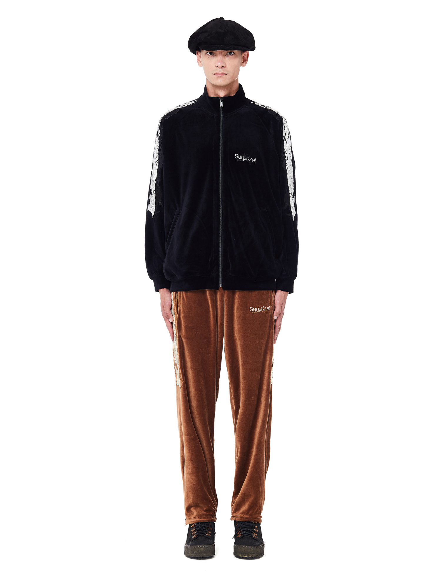 Doublet Black Embroidered Velour Track Jacket