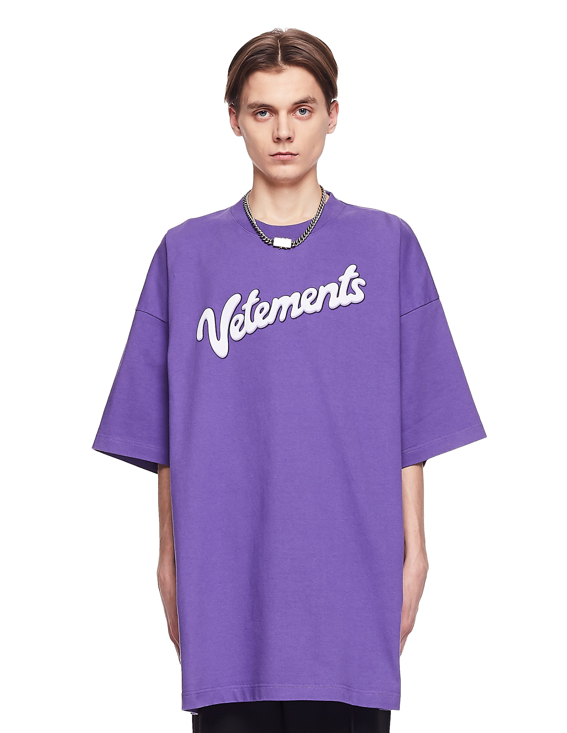 VETEMENTS Purple Cotton Logo Printed T-Shirt