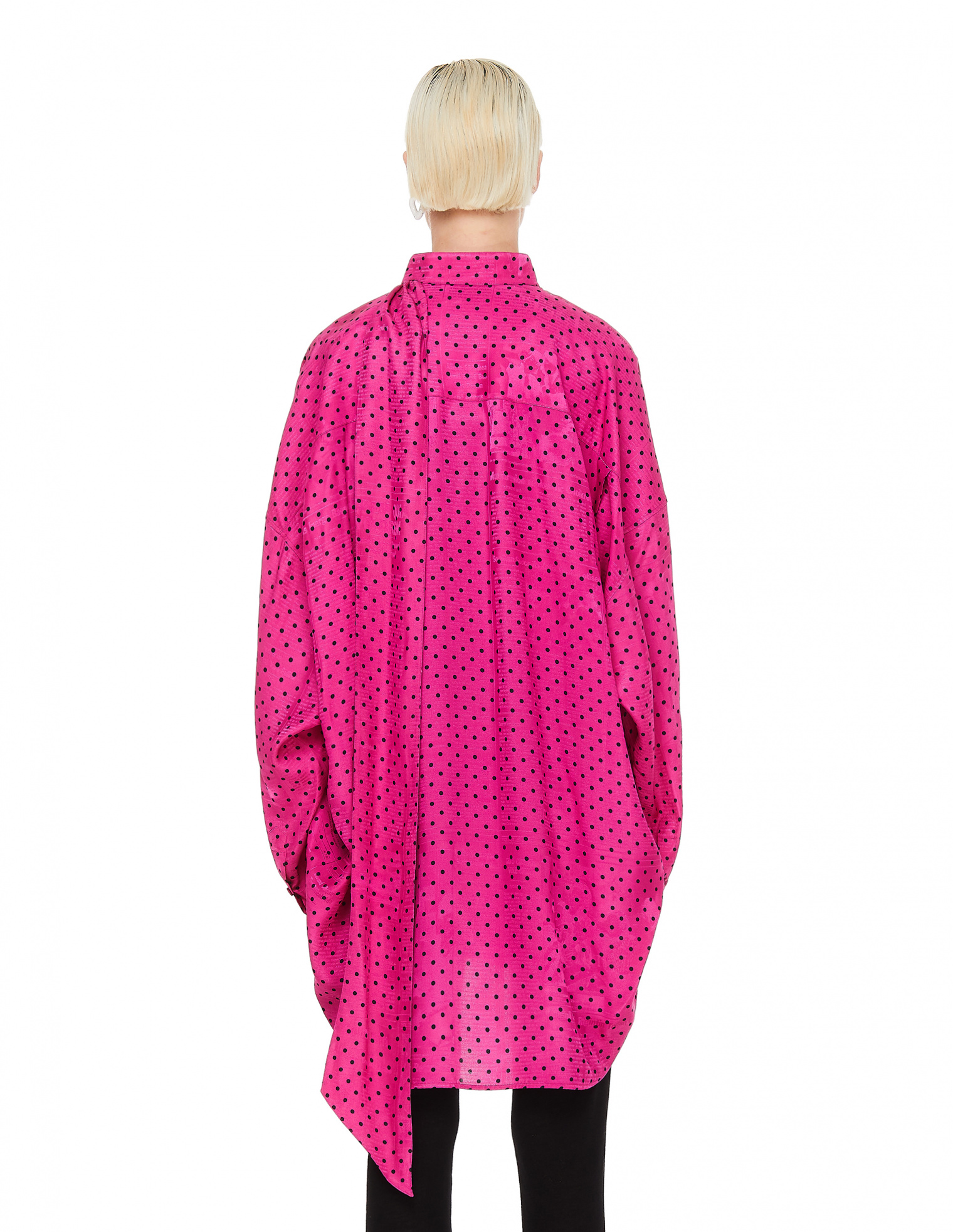 Balenciaga Розовая рубашка в горошек с шарфиком