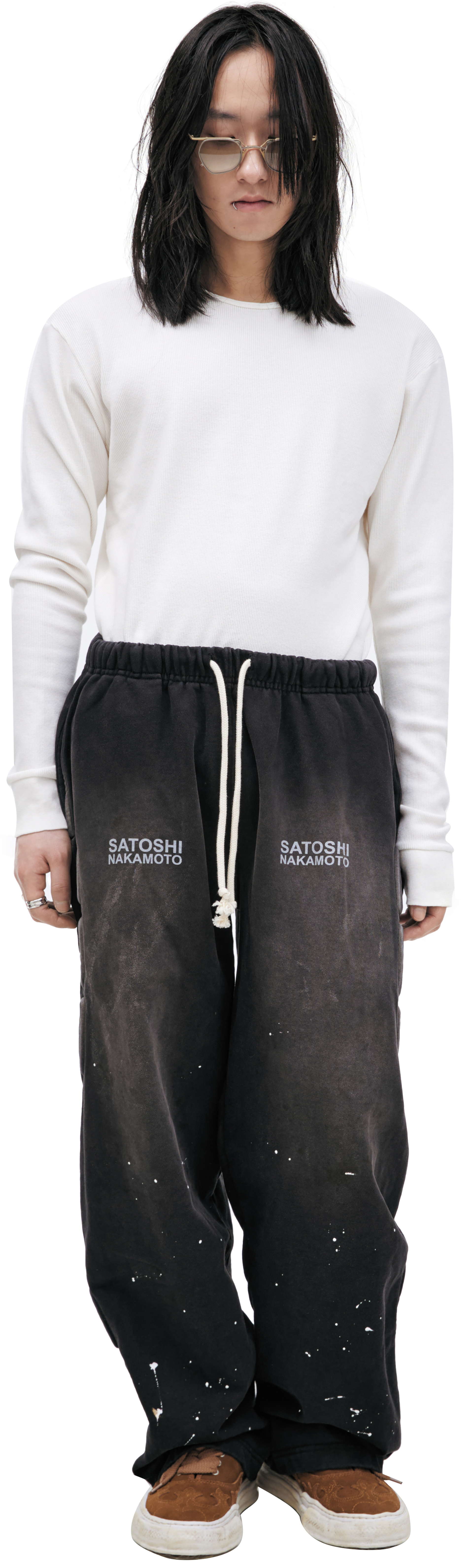 Satoshi Nakamoto Wide trousers with logo