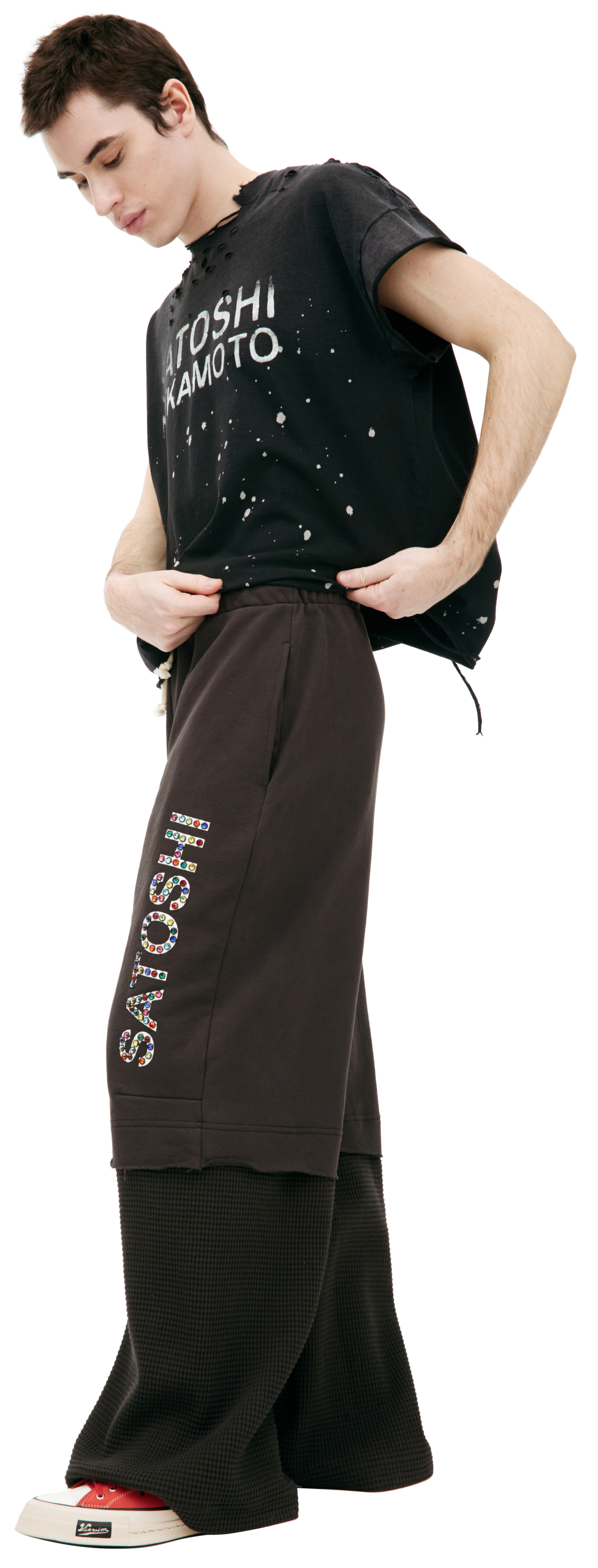 Satoshi Nakamoto Sweatpants with rhinestone logo