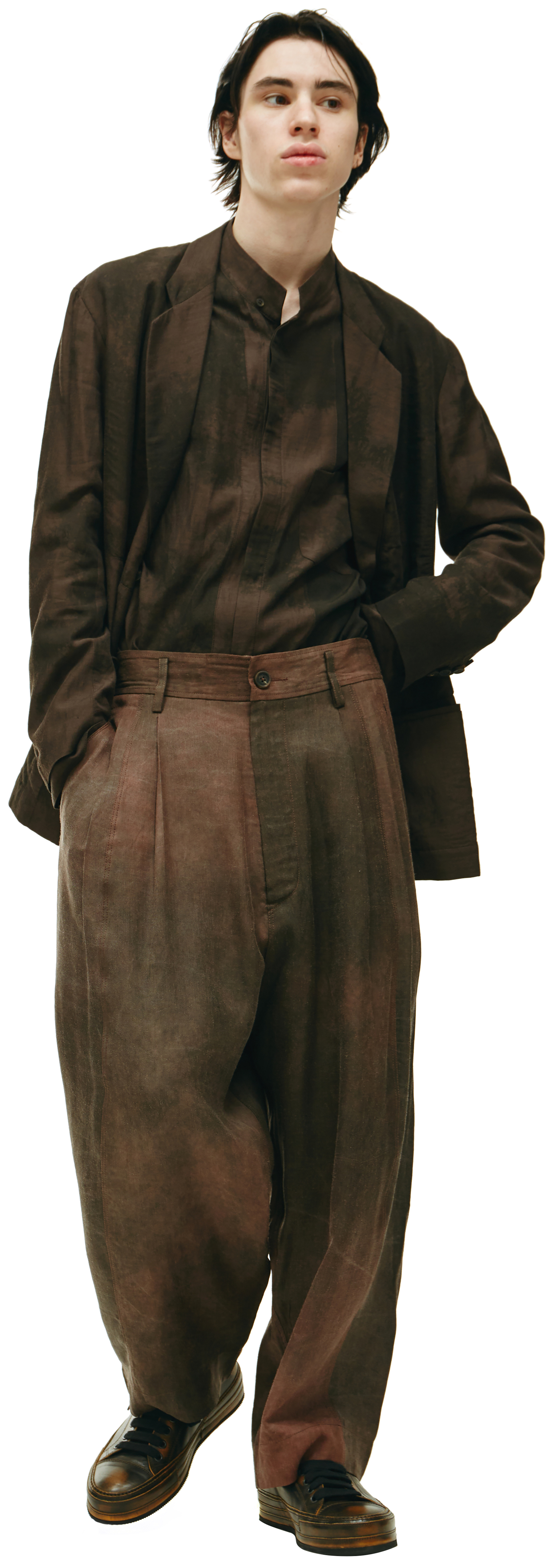 Ziggy Chen FRONT PLEATED WIDE TAPERED TROUSERS