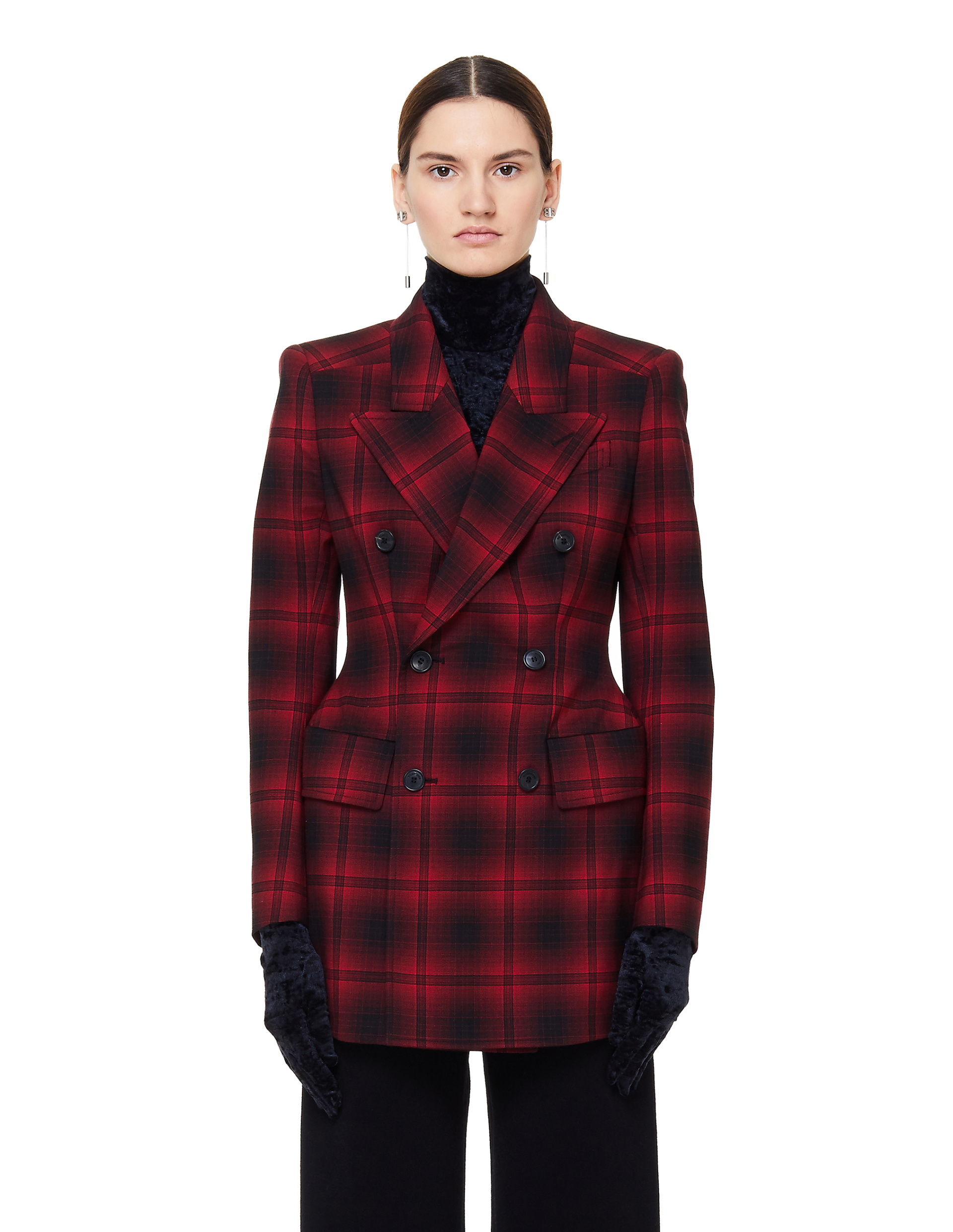Balenciaga Hourglass Wool Checked Jacket