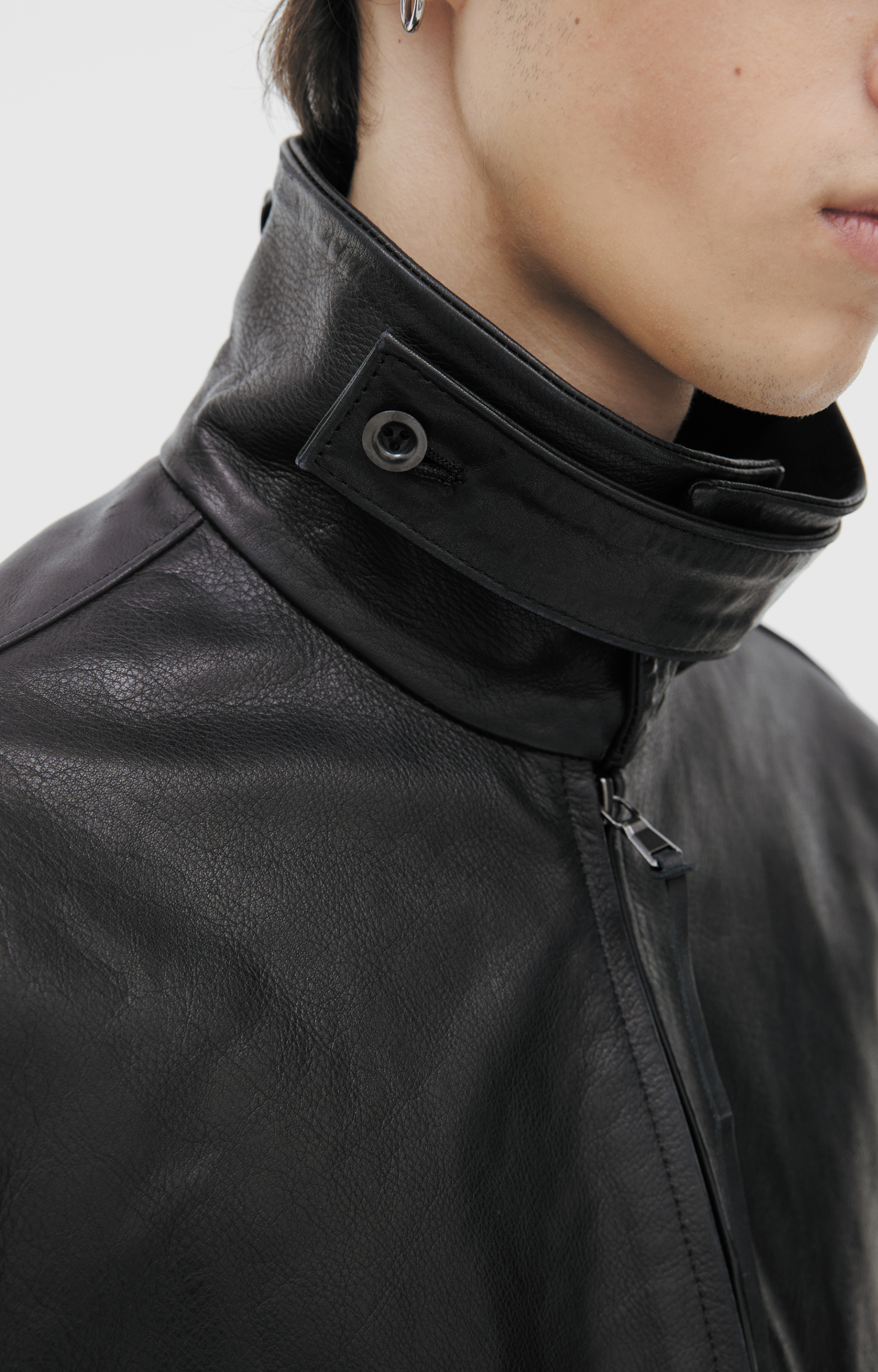The Viridi-Anne Leather jacket with patch pockets
